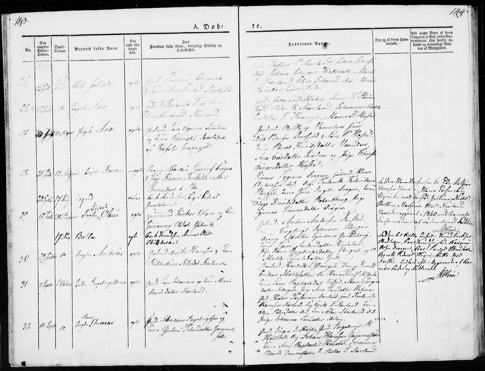 Ministerialprotokoller, klokkerbøker og fødselsregistre - Møre og Romsdal, AV/SAT-A-1454/566/L0766: Parish register (official) no. 566A05, 1842-1851, p. 143-144