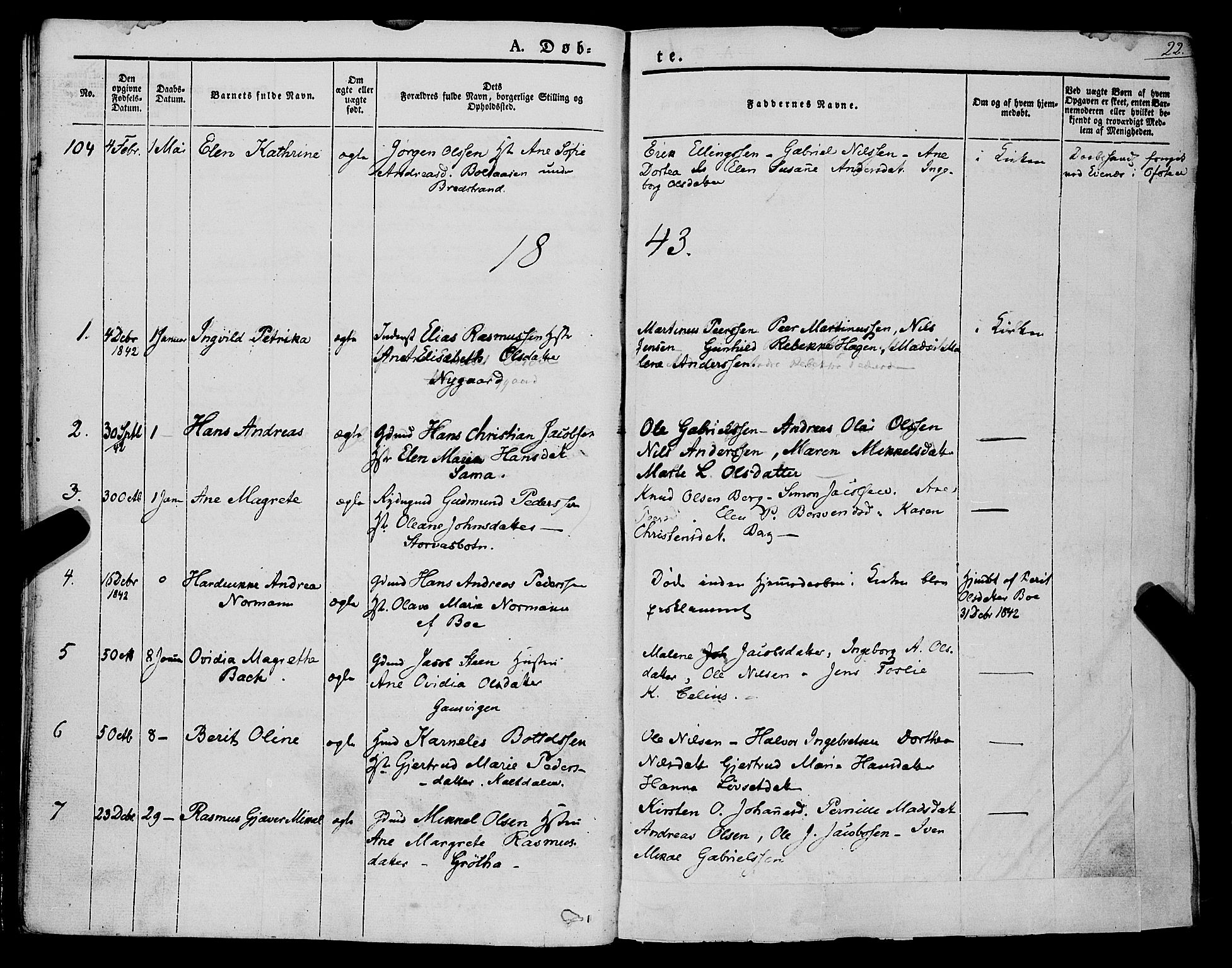 Trondenes sokneprestkontor, SATØ/S-1319/H/Ha/L0009kirke: Parish register (official) no. 9, 1841-1852, p. 22