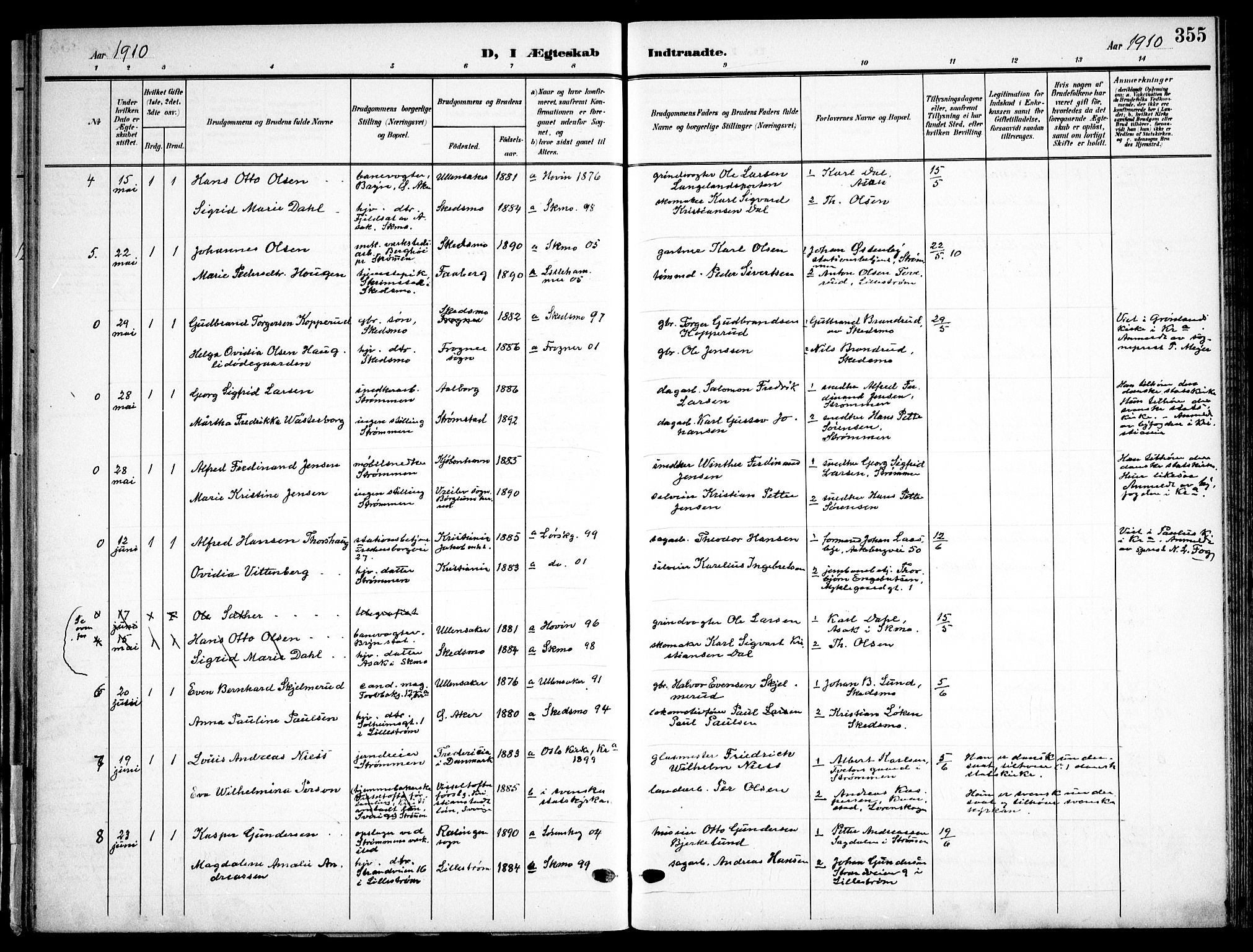 Skedsmo prestekontor Kirkebøker, AV/SAO-A-10033a/F/Fa/L0015: Parish register (official) no. I 15, 1902-1917, p. 355