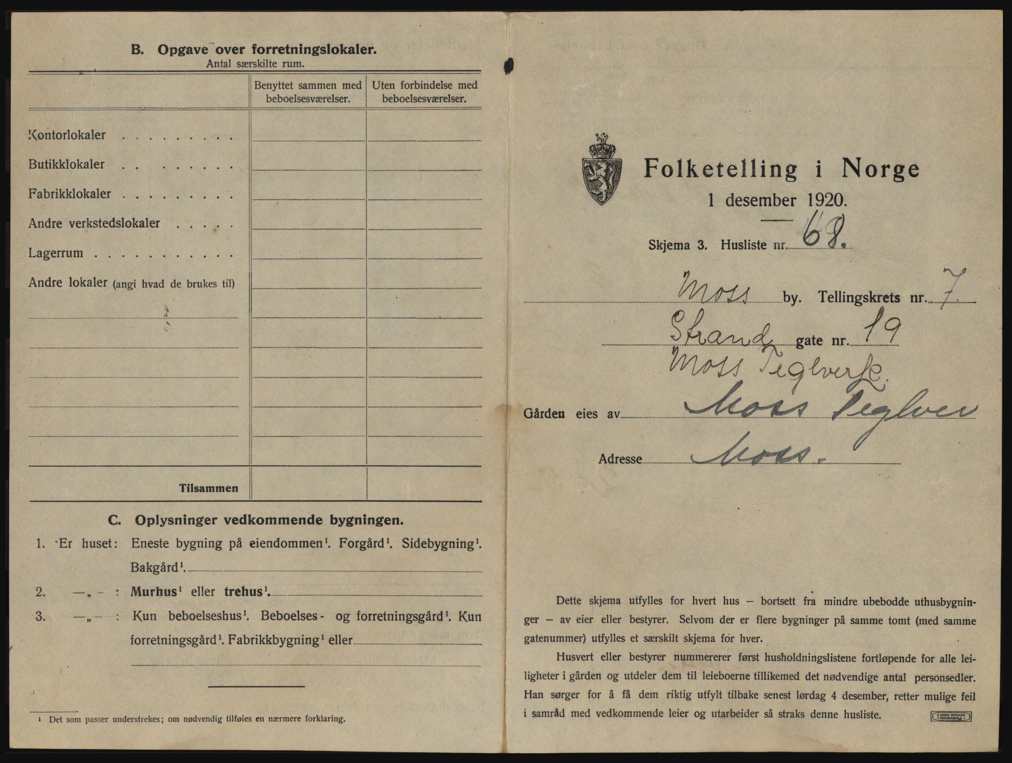 SAO, 1920 census for Moss, 1920, p. 61