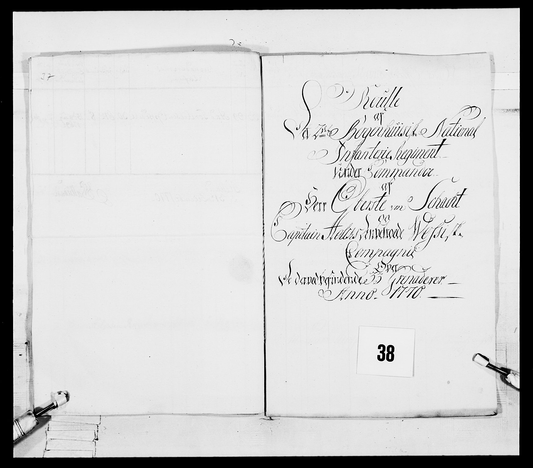 Generalitets- og kommissariatskollegiet, Det kongelige norske kommissariatskollegium, AV/RA-EA-5420/E/Eh/L0092: 2. Bergenhusiske nasjonale infanteriregiment, 1769-1771, p. 419
