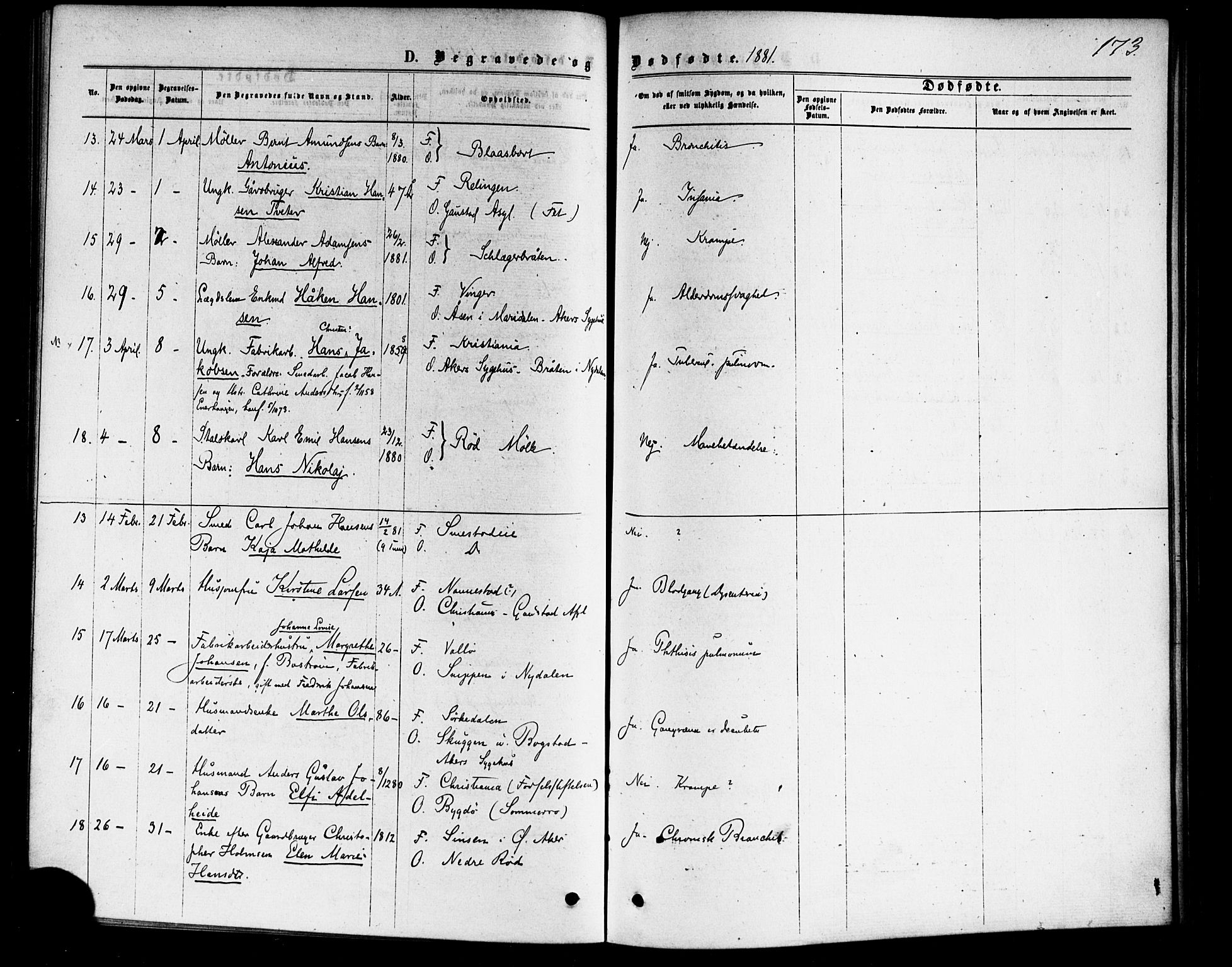 Vestre Aker prestekontor Kirkebøker, AV/SAO-A-10025/F/Fa/L0006: Parish register (official) no. 6, 1873-1886, p. 173