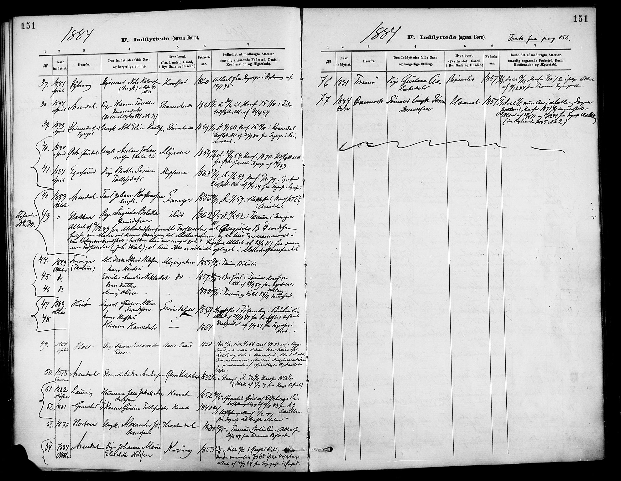 Barbu sokneprestkontor, AV/SAK-1111-0003/F/Fa/L0003: Parish register (official) no. A 3, 1883-1898, p. 151