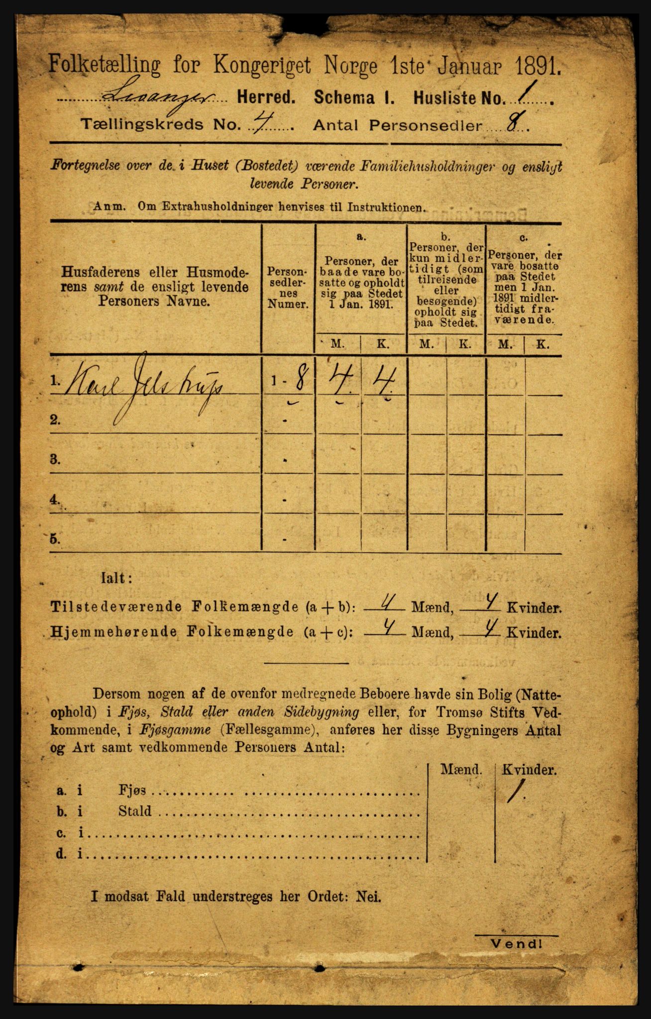 RA, 1891 census for 1720 Levanger, 1891, p. 2082