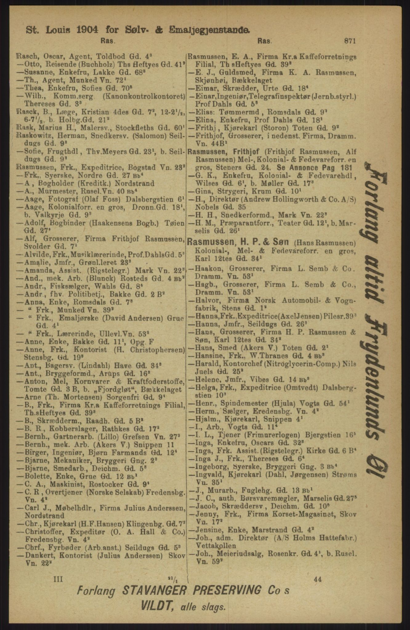 Kristiania/Oslo adressebok, PUBL/-, 1911, p. 871