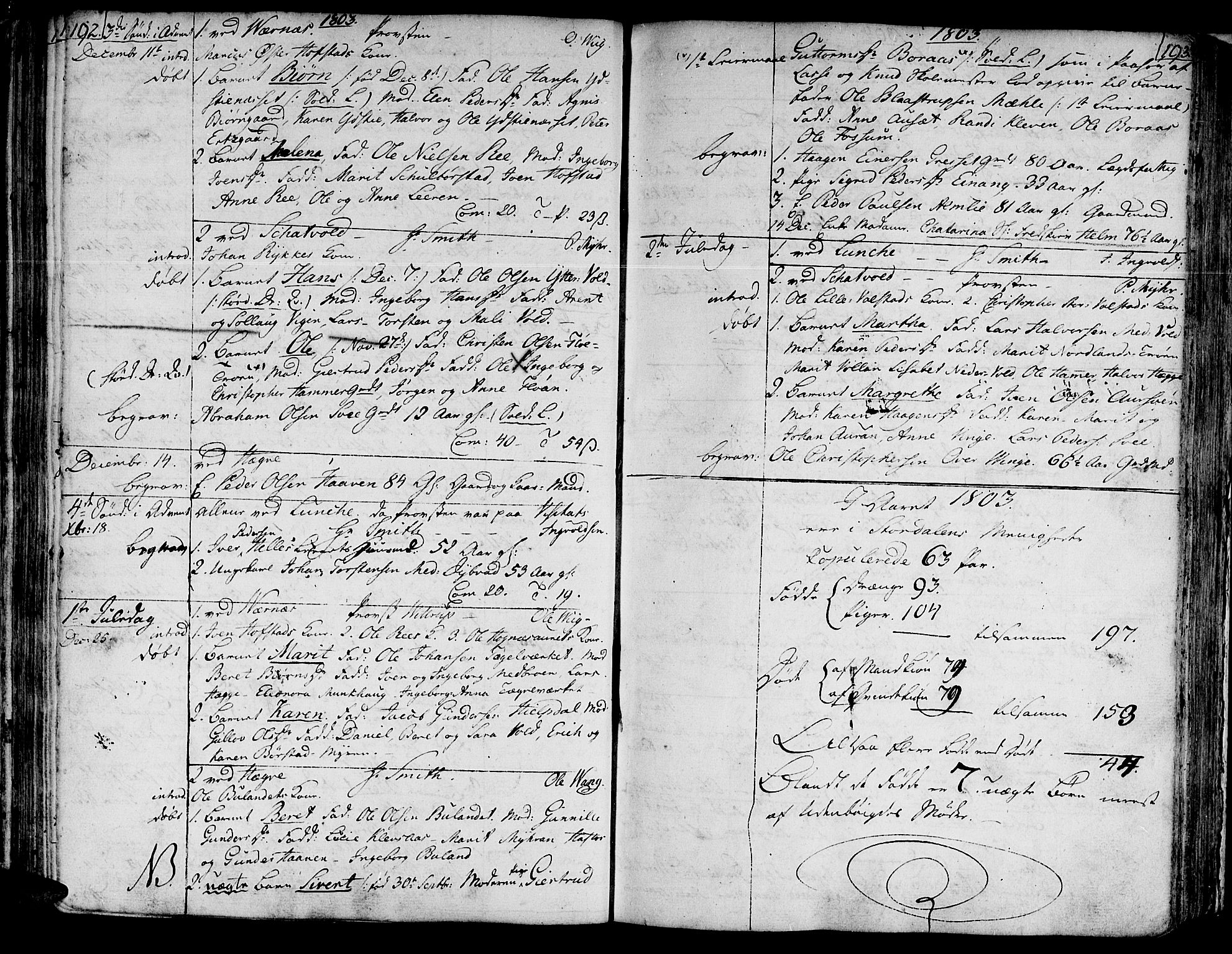 Ministerialprotokoller, klokkerbøker og fødselsregistre - Nord-Trøndelag, SAT/A-1458/709/L0060: Parish register (official) no. 709A07, 1797-1815, p. 192-193
