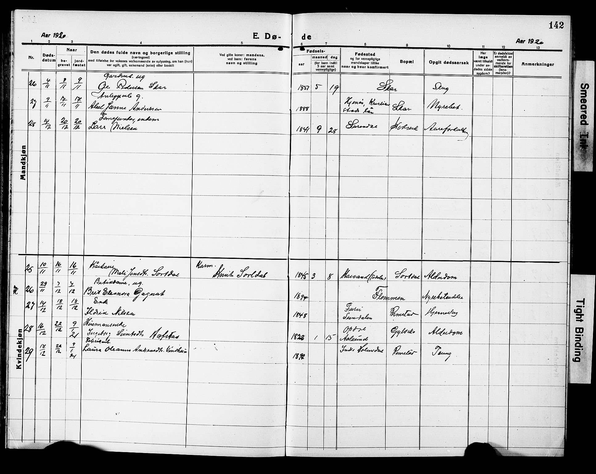 Ministerialprotokoller, klokkerbøker og fødselsregistre - Møre og Romsdal, AV/SAT-A-1454/586/L0994: Parish register (copy) no. 586C05, 1919-1927, p. 142