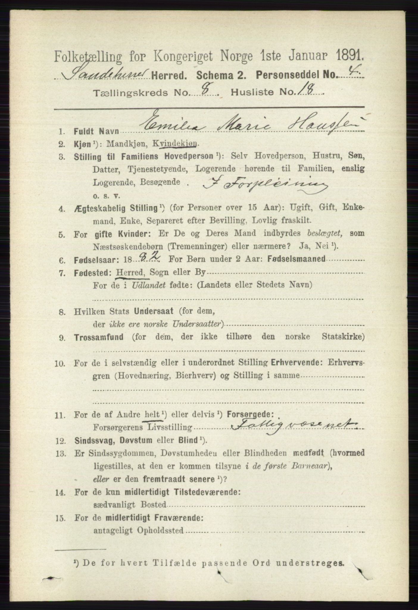 RA, 1891 census for 0724 Sandeherred, 1891, p. 4918