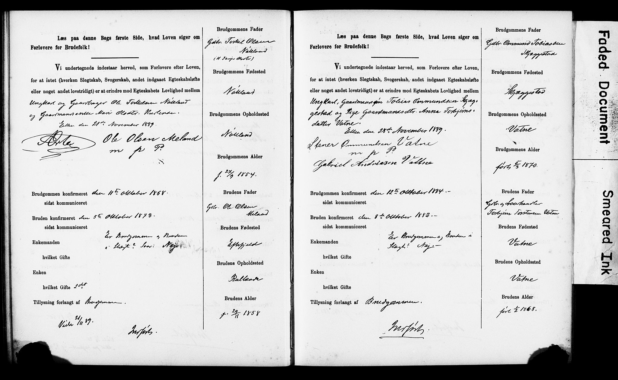 Tysvær sokneprestkontor, SAST/A -101864/I/Ie/L0001: Banns register no. IX, 1886-1901