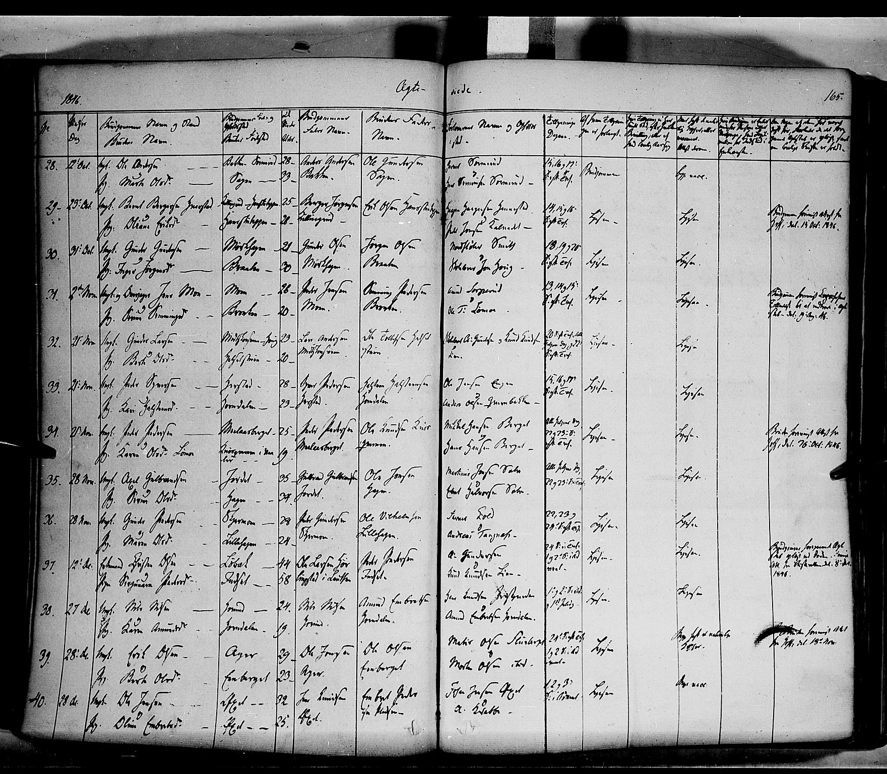 Elverum prestekontor, SAH/PREST-044/H/Ha/Haa/L0009: Parish register (official) no. 9, 1843-1856, p. 165