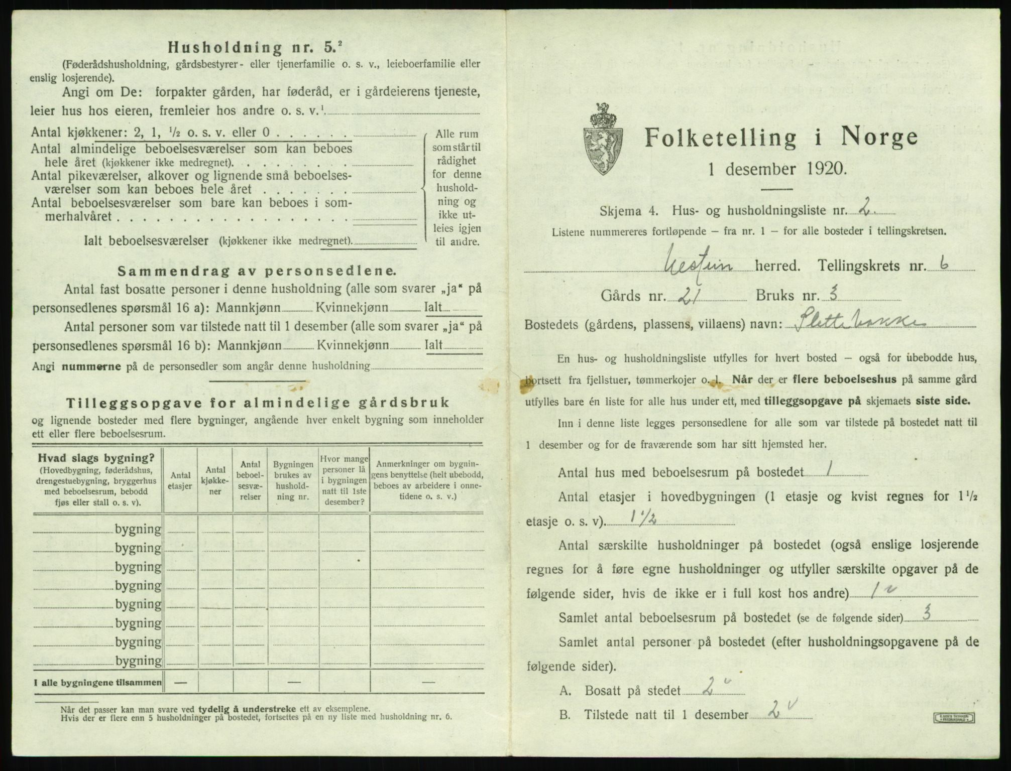 SAT, 1920 census for Ulstein, 1920, p. 446