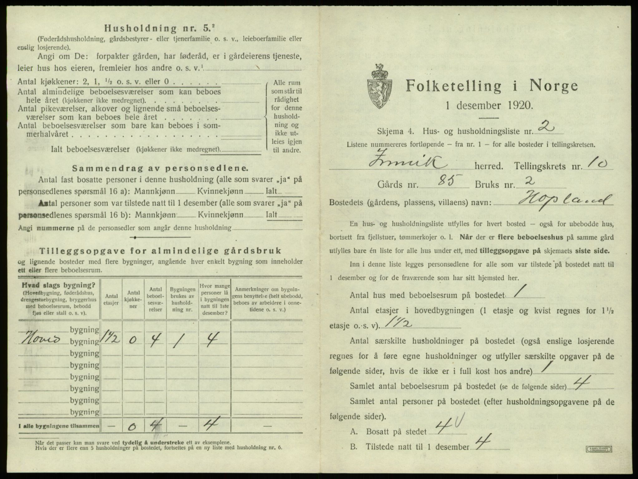 SAB, 1920 census for Innvik, 1920, p. 570