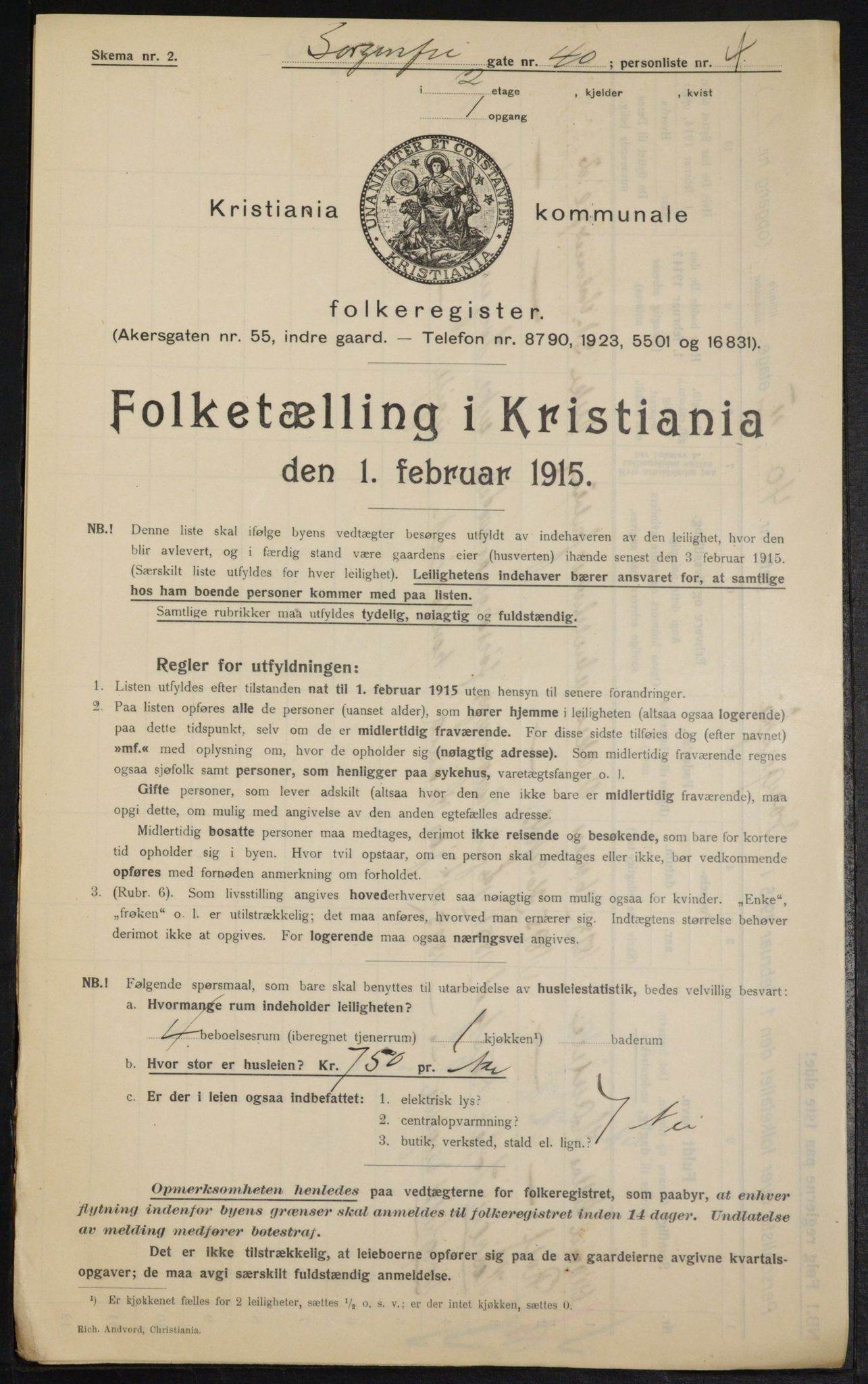 OBA, Municipal Census 1915 for Kristiania, 1915, p. 100315