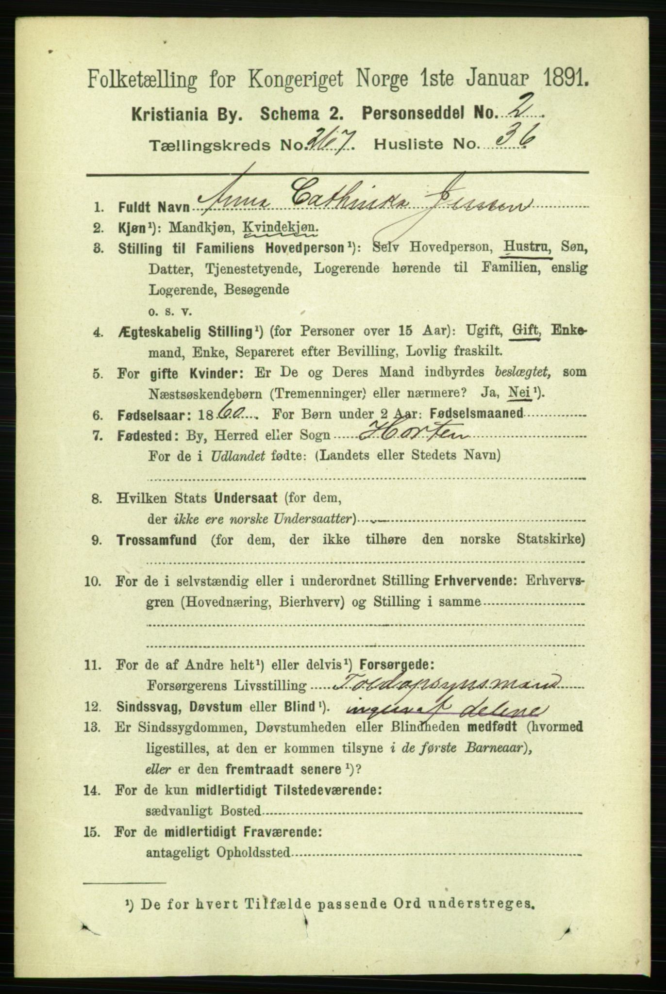 RA, 1891 census for 0301 Kristiania, 1891, p. 161926