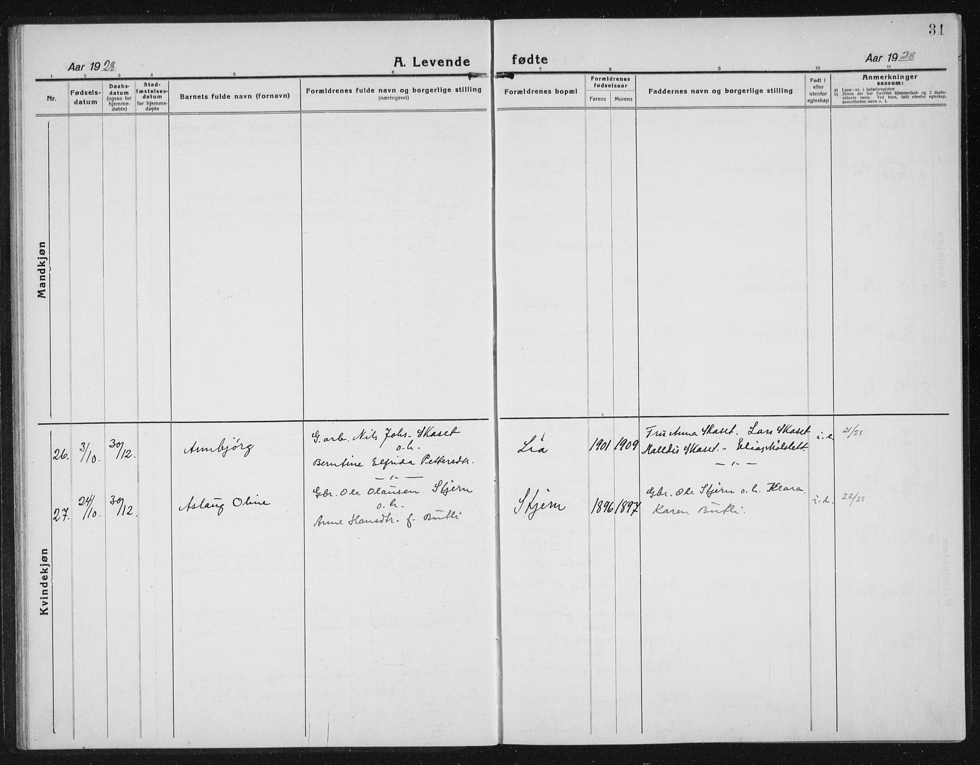 Ministerialprotokoller, klokkerbøker og fødselsregistre - Sør-Trøndelag, SAT/A-1456/655/L0689: Parish register (copy) no. 655C05, 1922-1936, p. 31