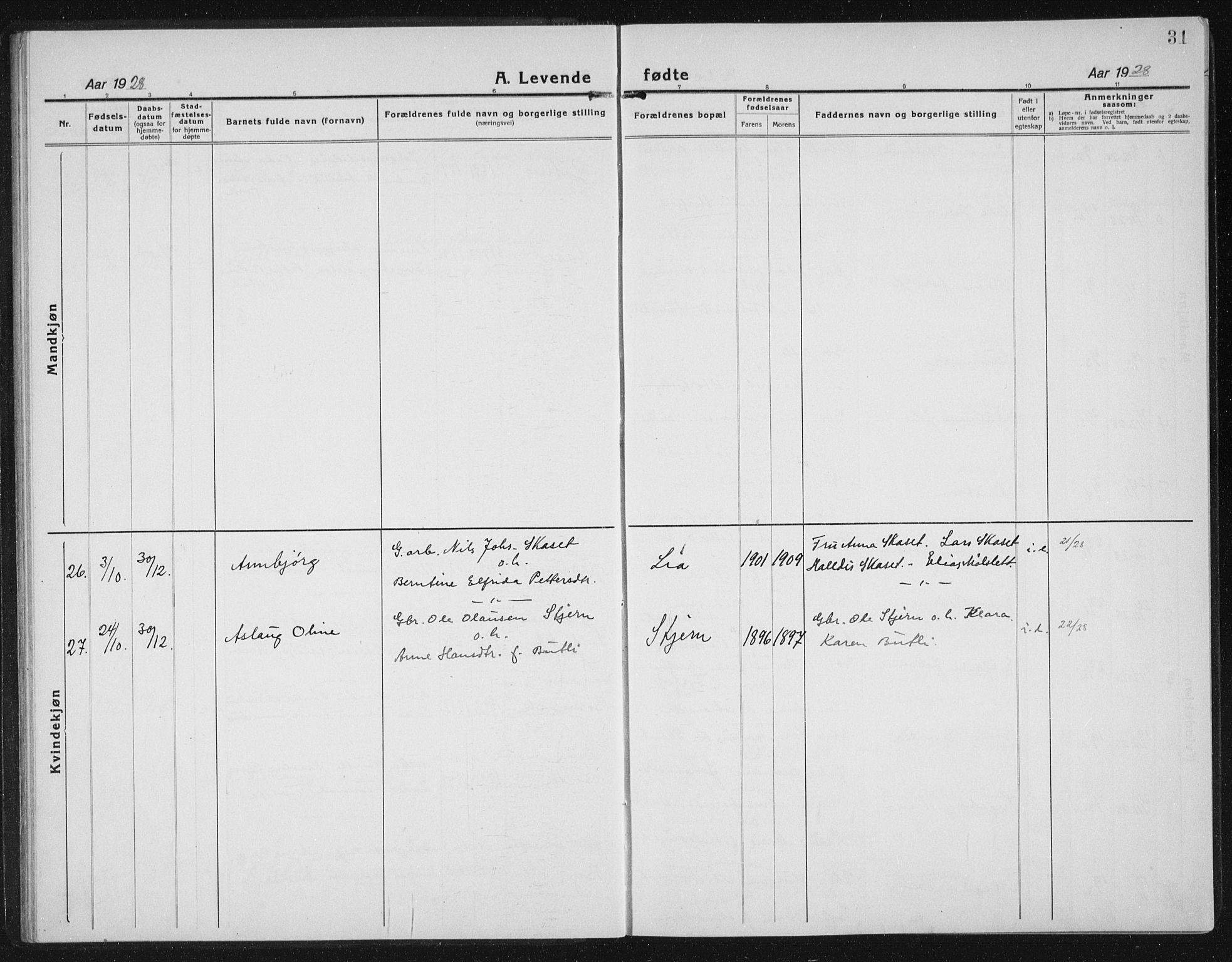 Ministerialprotokoller, klokkerbøker og fødselsregistre - Sør-Trøndelag, AV/SAT-A-1456/655/L0689: Parish register (copy) no. 655C05, 1922-1936, p. 31