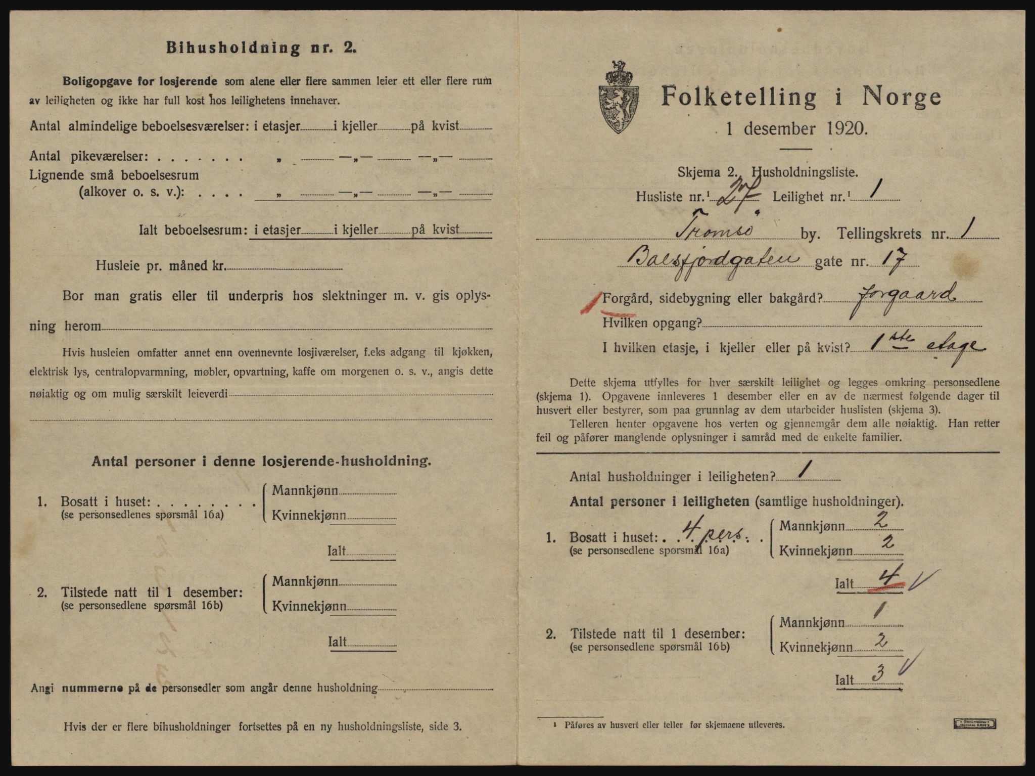 SATØ, 1920 census for Tromsø, 1920, p. 2491