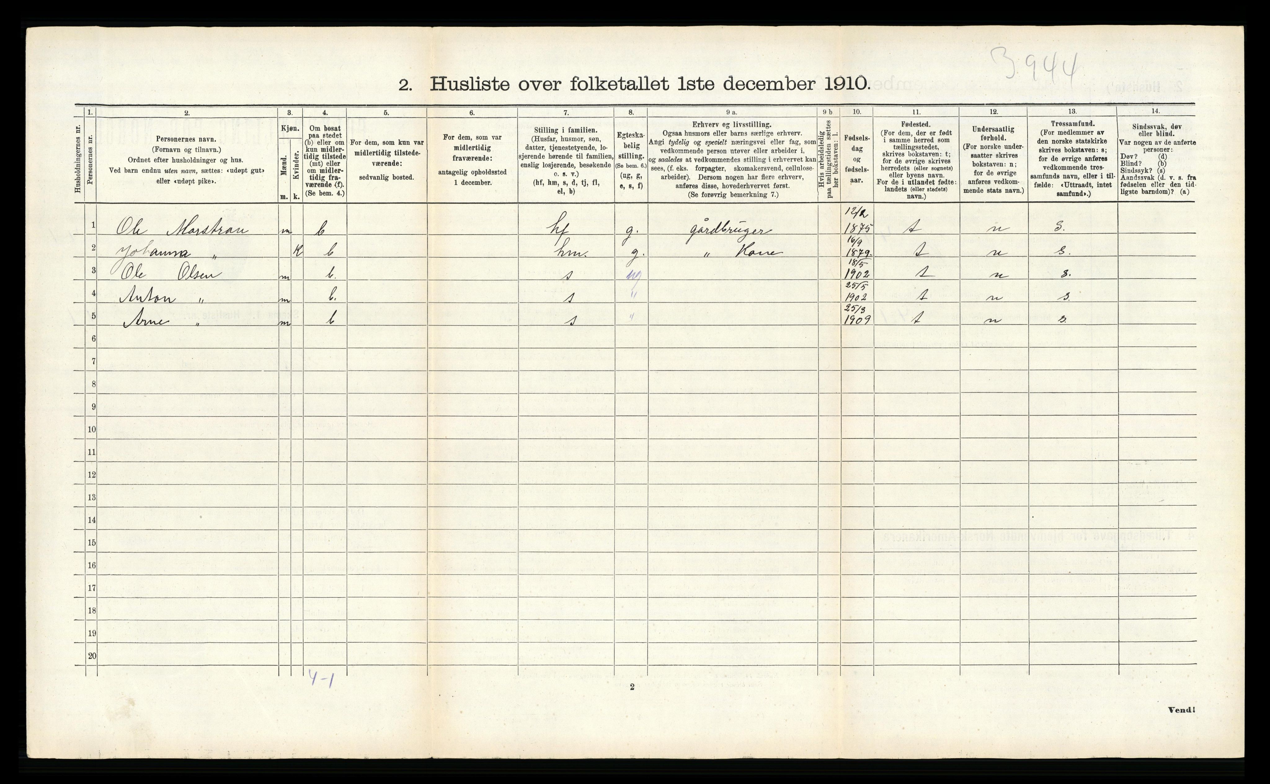 RA, 1910 census for Hemnes, 1910, p. 1409