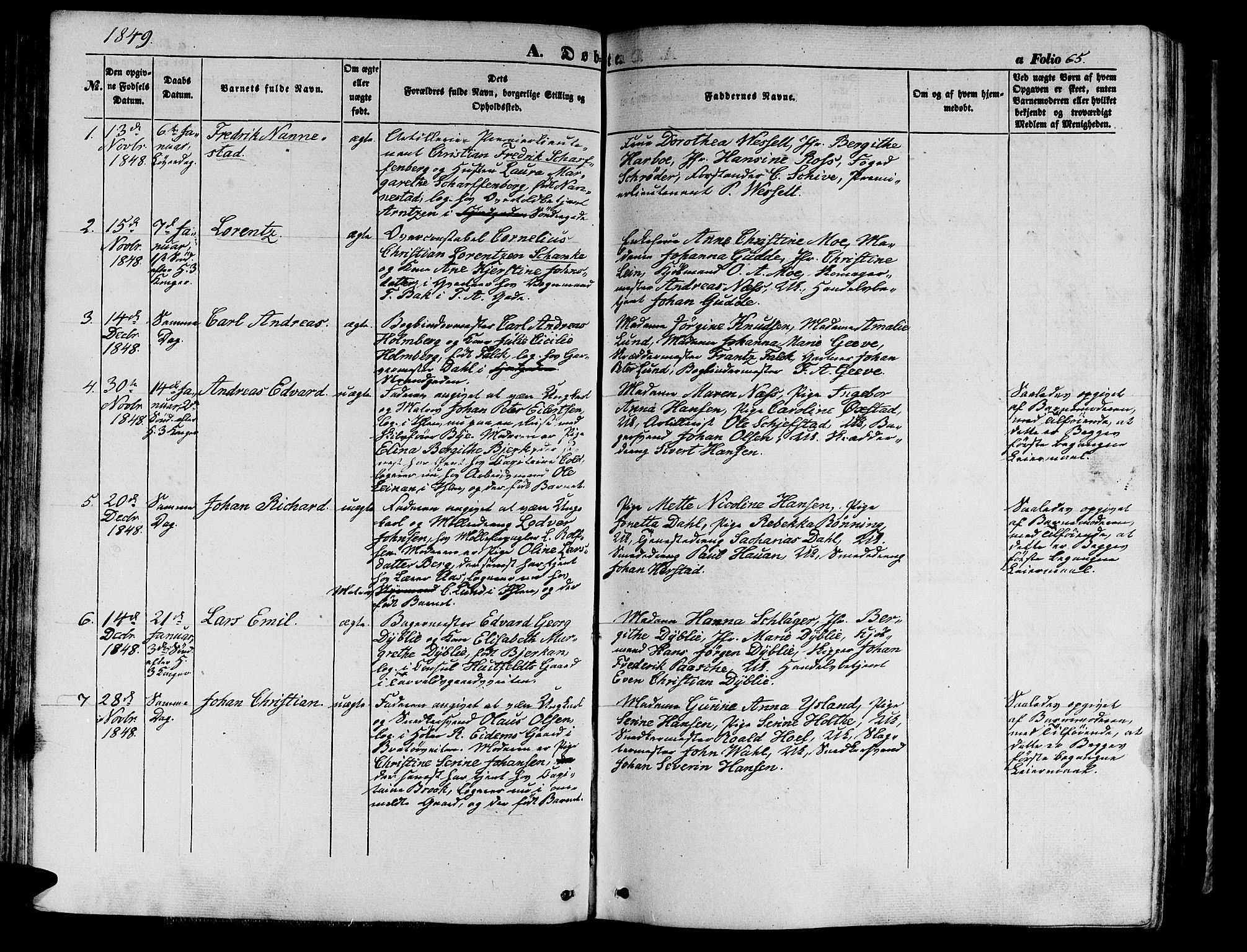 Ministerialprotokoller, klokkerbøker og fødselsregistre - Sør-Trøndelag, SAT/A-1456/602/L0137: Parish register (copy) no. 602C05, 1846-1856, p. 65