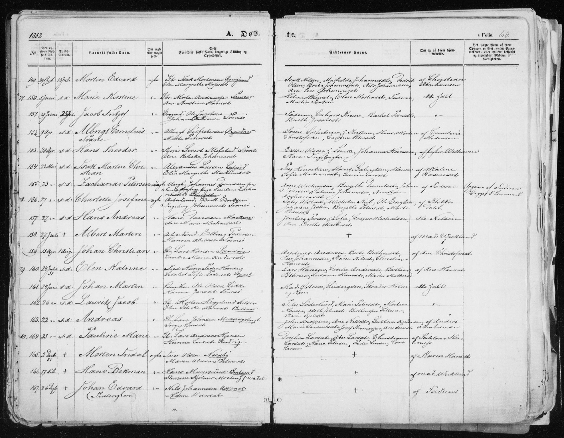 Tromsø sokneprestkontor/stiftsprosti/domprosti, SATØ/S-1343/G/Ga/L0010kirke: Parish register (official) no. 10, 1848-1855, p. 68