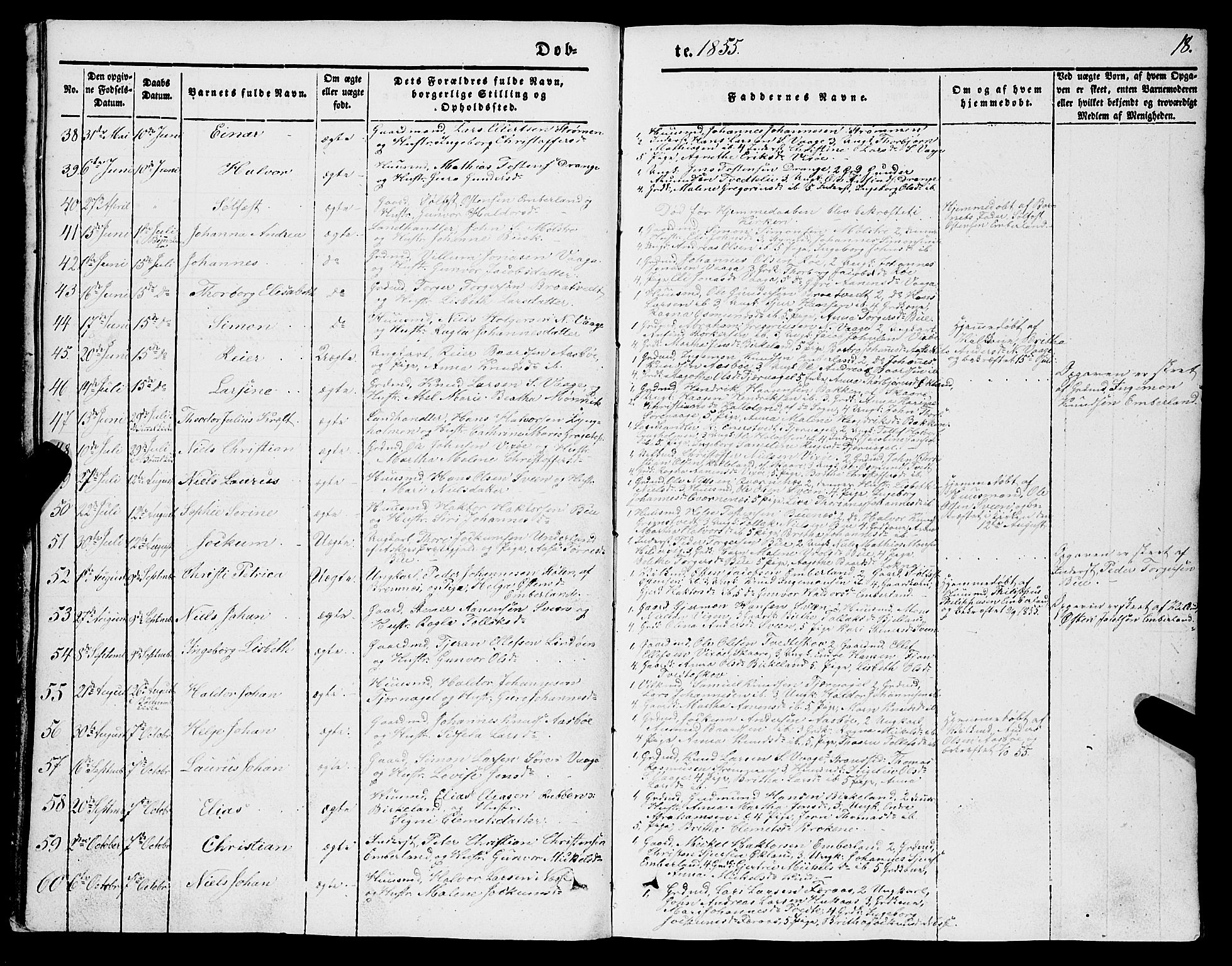 Sveio Sokneprestembete, SAB/A-78501/H/Hab: Parish register (copy) no. A 1, 1851-1865, p. 18