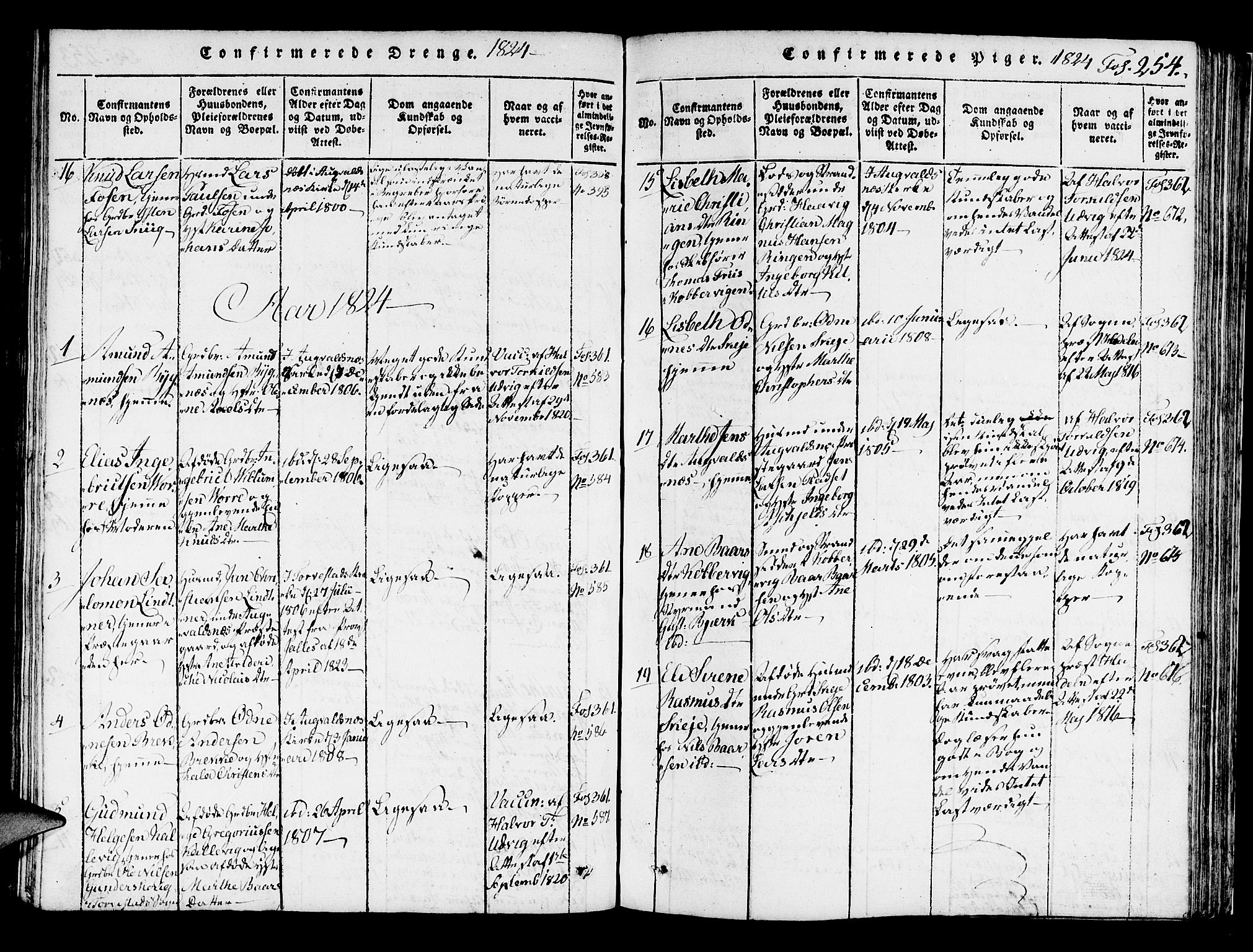 Avaldsnes sokneprestkontor, AV/SAST-A -101851/H/Ha/Haa/L0004: Parish register (official) no. A 4, 1816-1825, p. 254