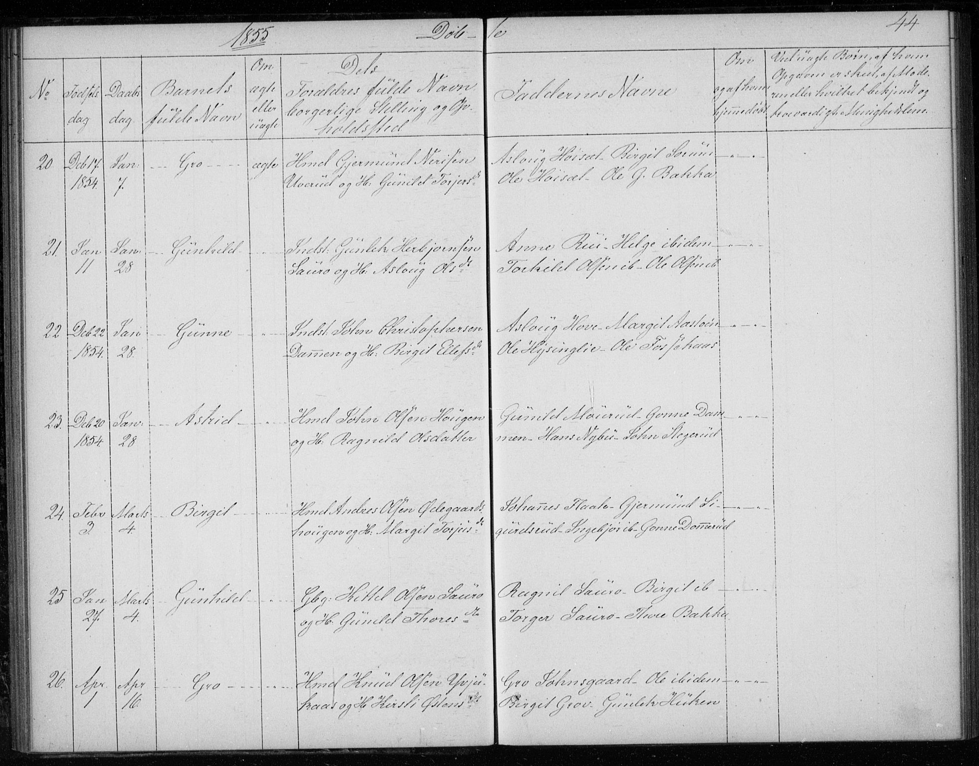 Gransherad kirkebøker, AV/SAKO-A-267/F/Fb/L0003: Parish register (official) no. II 3, 1844-1859, p. 44