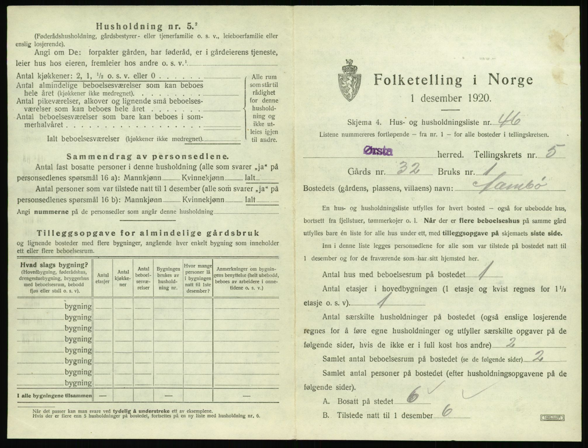 SAT, 1920 census for Ørsta, 1920, p. 594