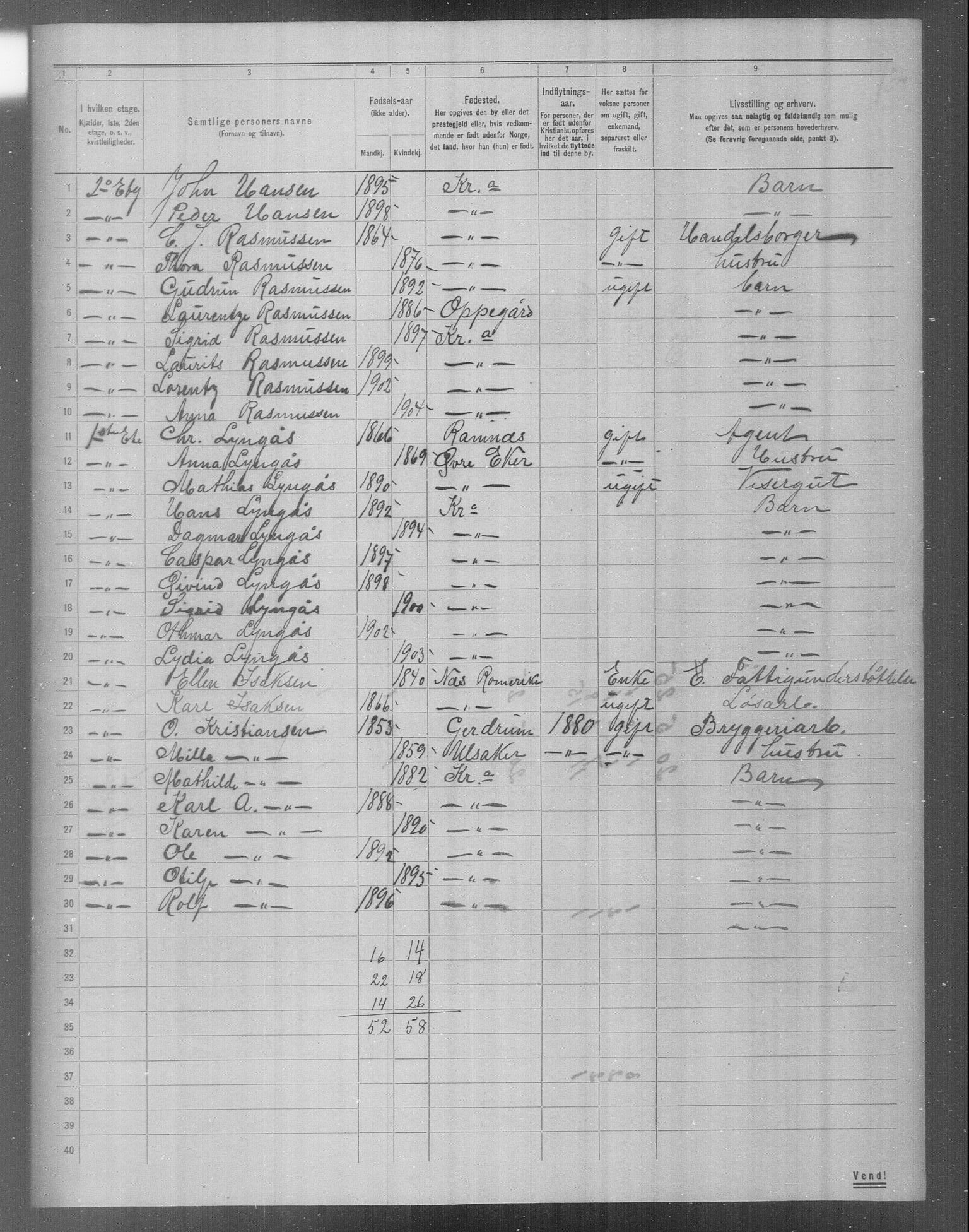 OBA, Municipal Census 1904 for Kristiania, 1904, p. 21103