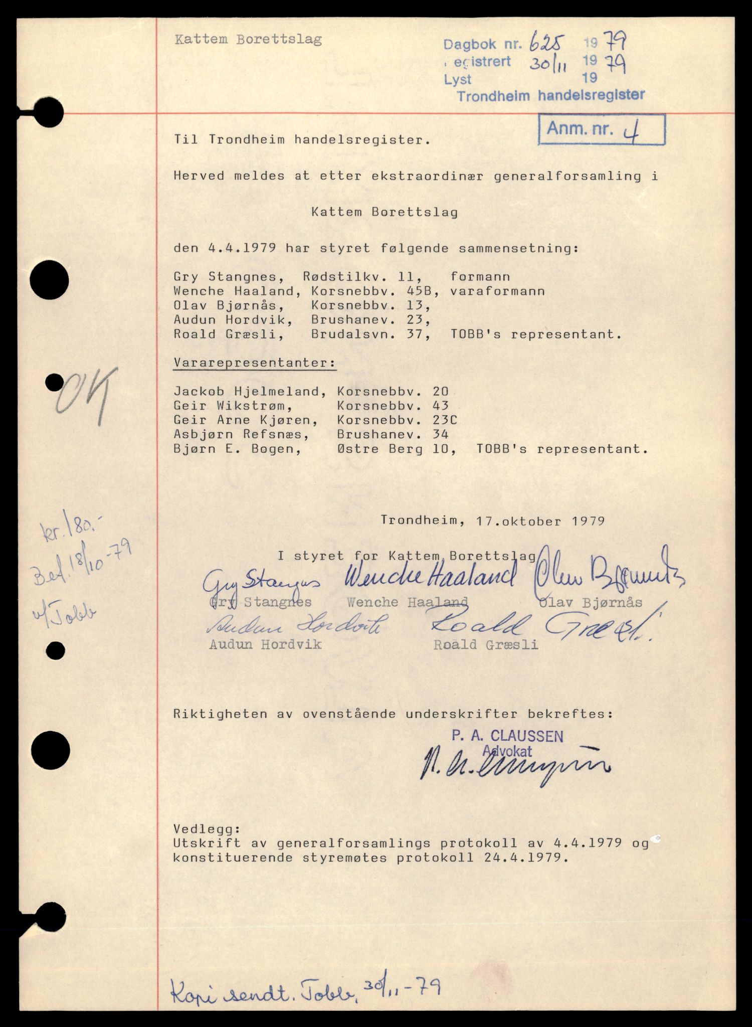 Trondheim byfogd, AV/SAT-A-0003/2/J/Jd/Jdd/L0069: Borettslag, K-Rin, 1944-1990, p. 9