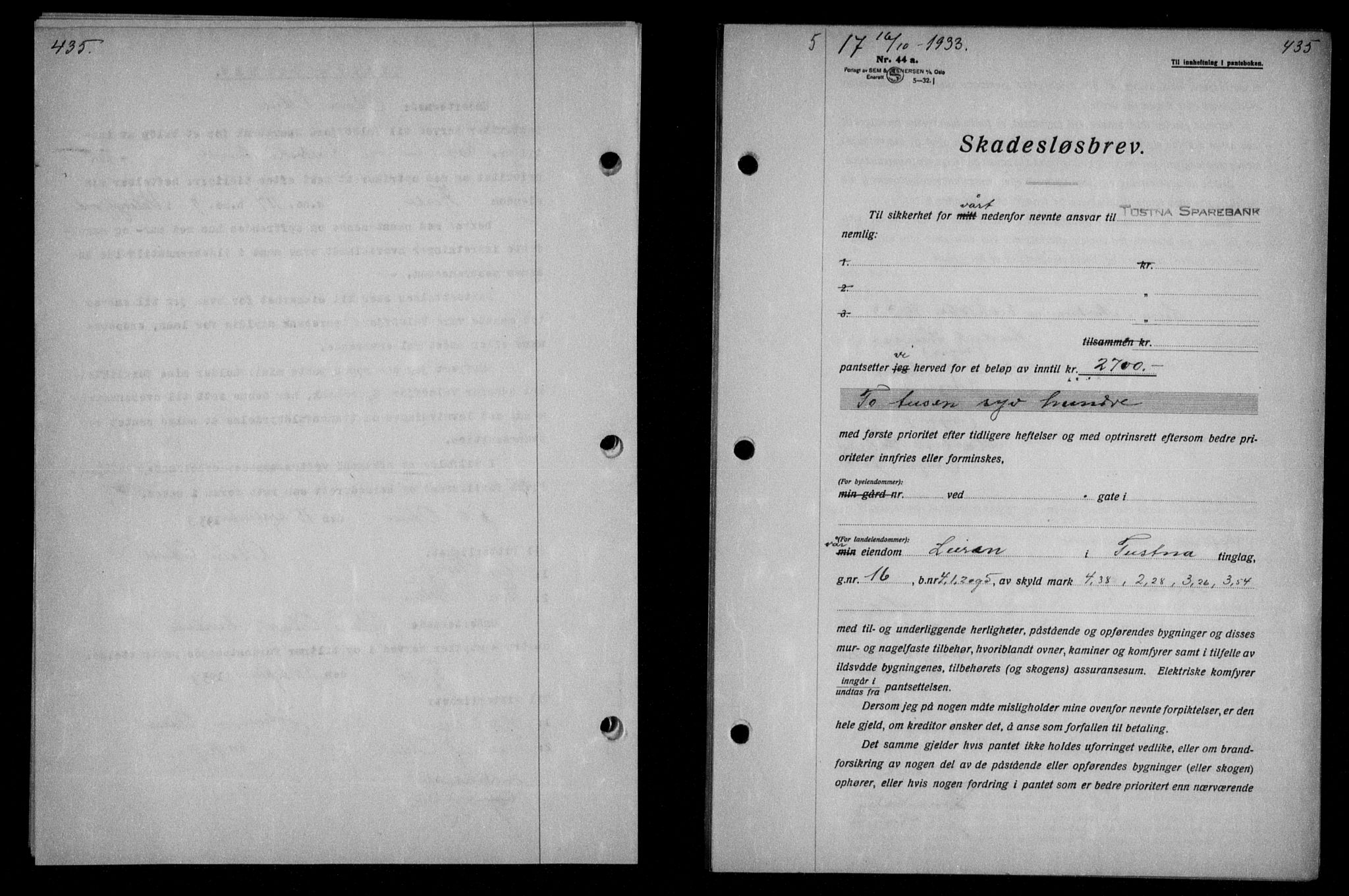 Nordmøre sorenskriveri, AV/SAT-A-4132/1/2/2Ca/L0079: Mortgage book no. 69, 1933-1933, Deed date: 16.10.1933