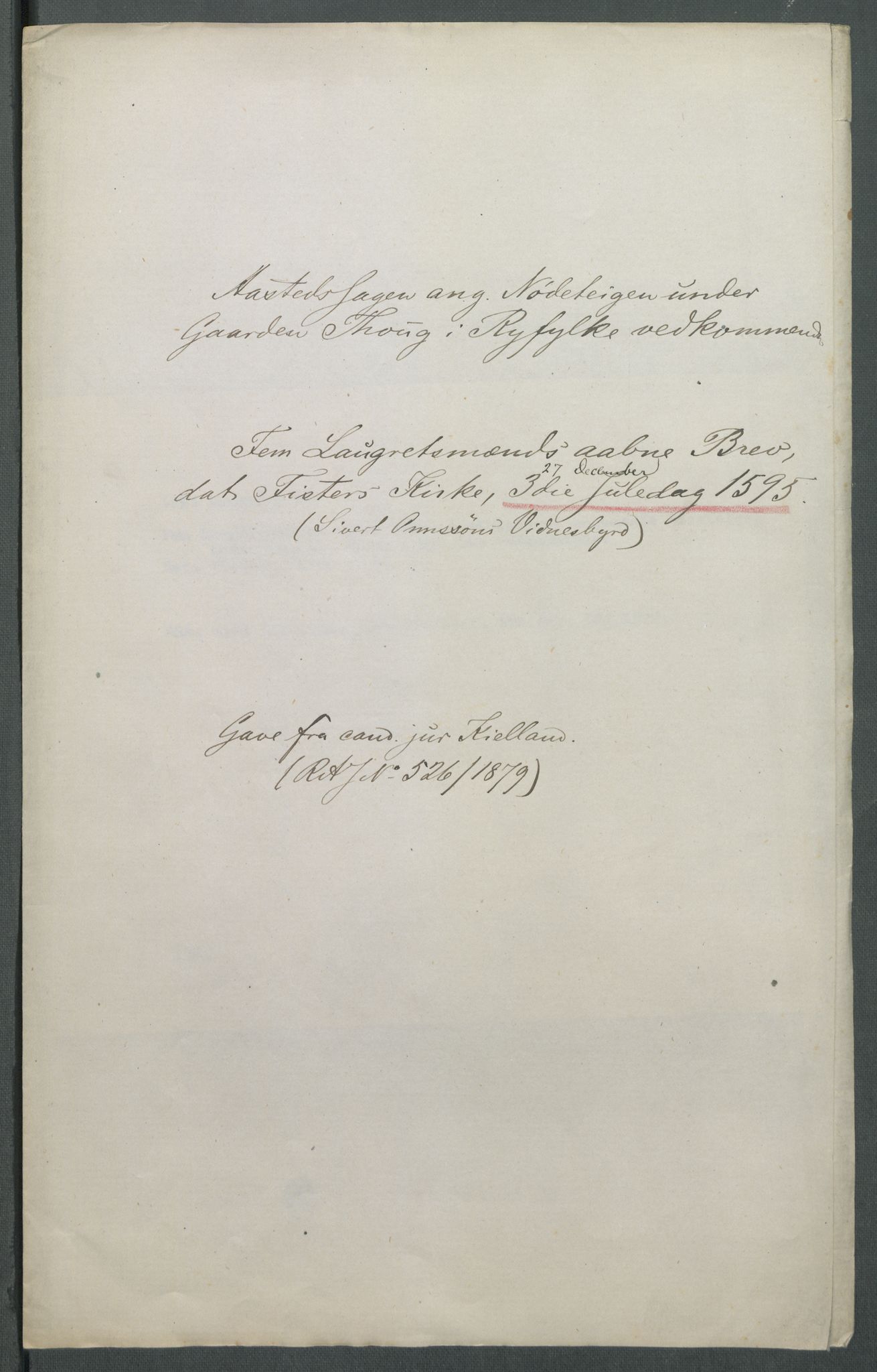 Riksarkivets diplomsamling, AV/RA-EA-5965/F02/L0100: Dokumenter, 1595, p. 61