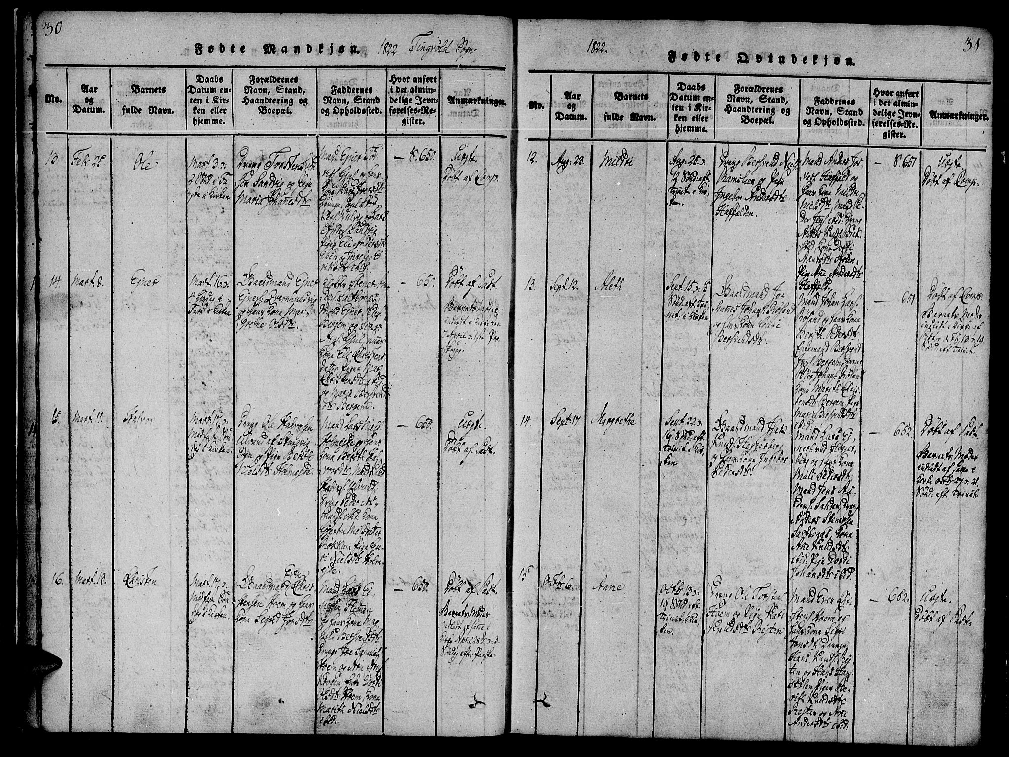 Ministerialprotokoller, klokkerbøker og fødselsregistre - Møre og Romsdal, AV/SAT-A-1454/586/L0982: Parish register (official) no. 586A08, 1819-1829, p. 30-31