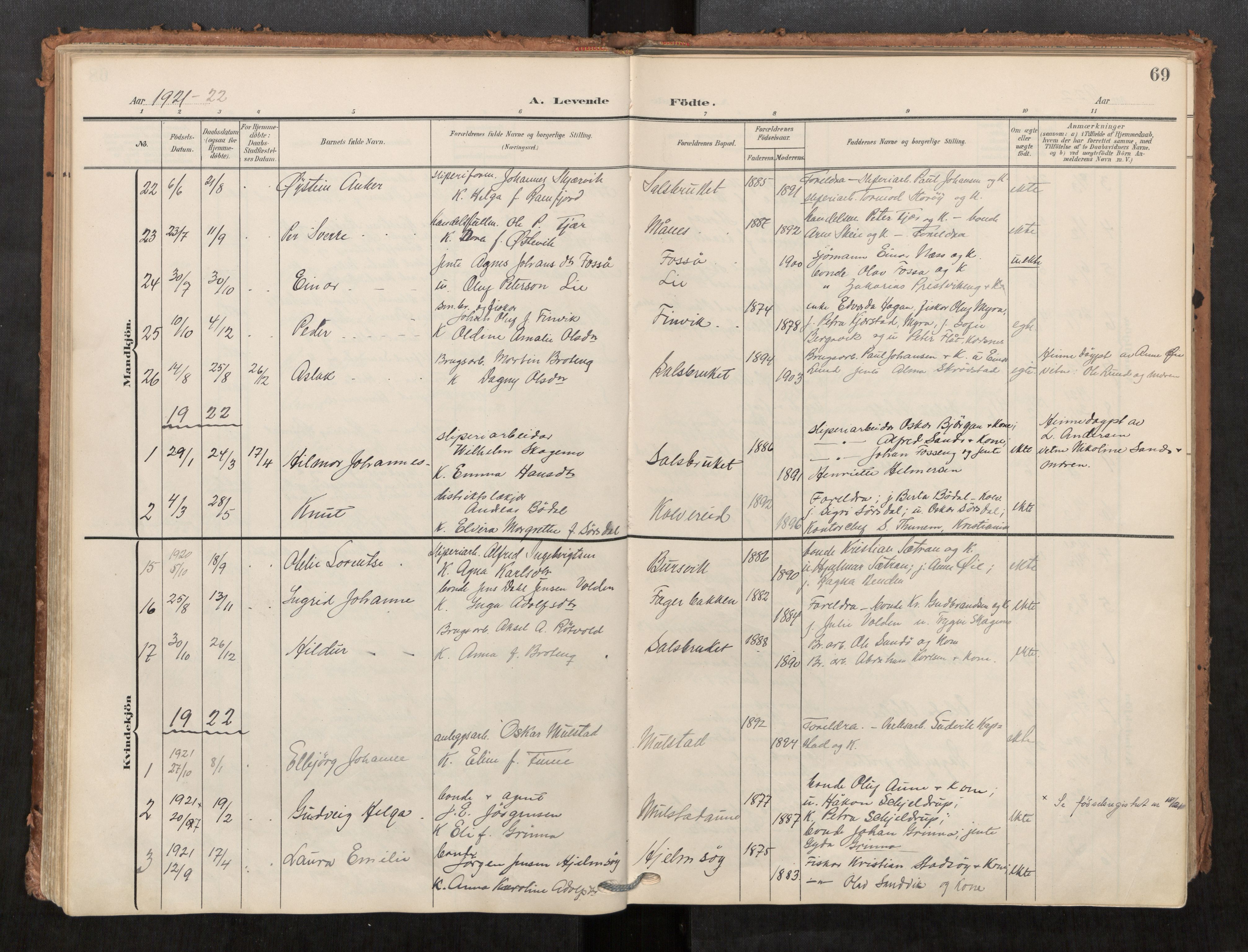 Kolvereid sokneprestkontor, AV/SAT-A-1171/H/Ha/Haa/L0001: Parish register (official) no. 1, 1903-1922, p. 69