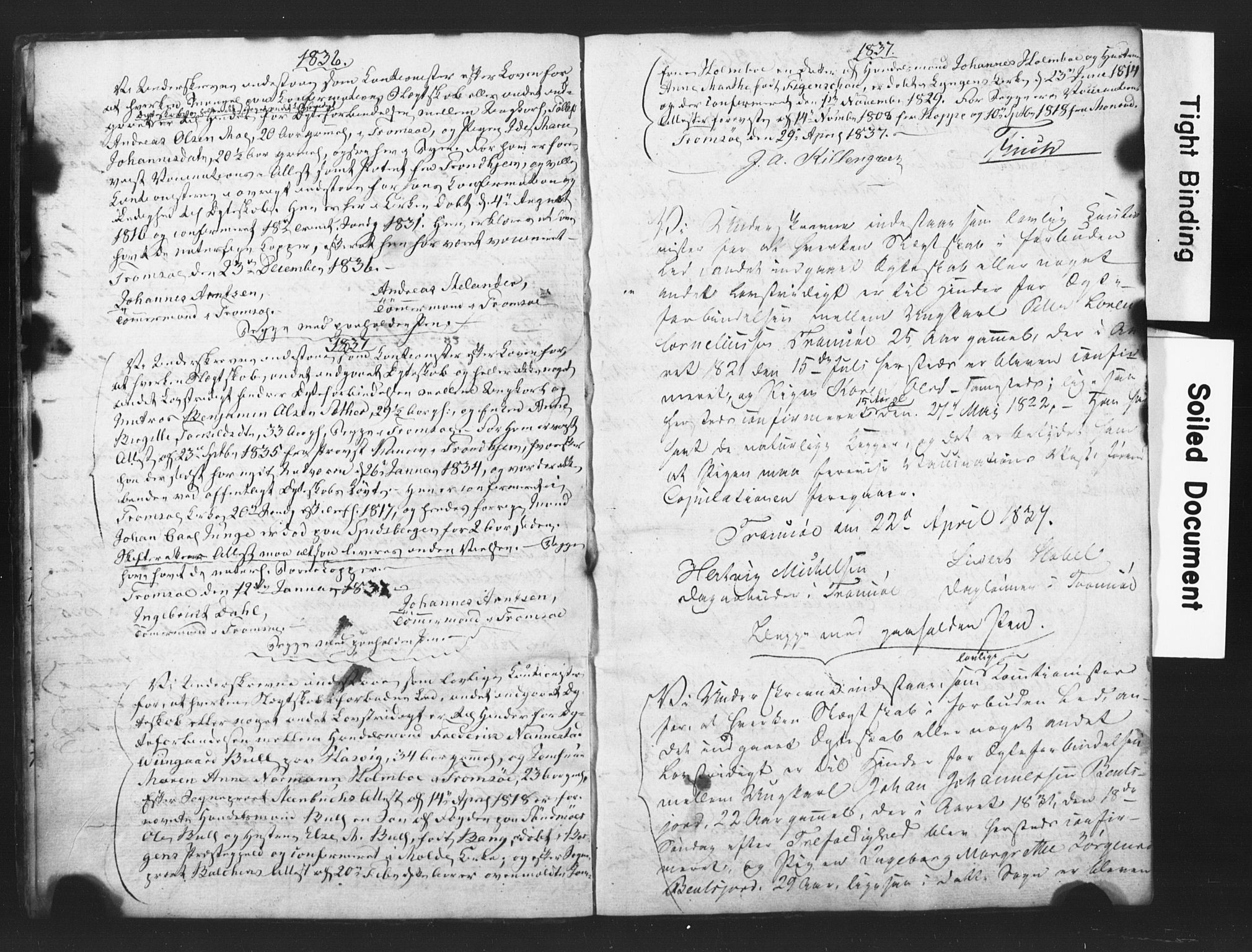 Tromsø sokneprestkontor/stiftsprosti/domprosti, AV/SATØ-S-1343/H/Hc/L0095: Best man's statements no. 1, 1836-1838