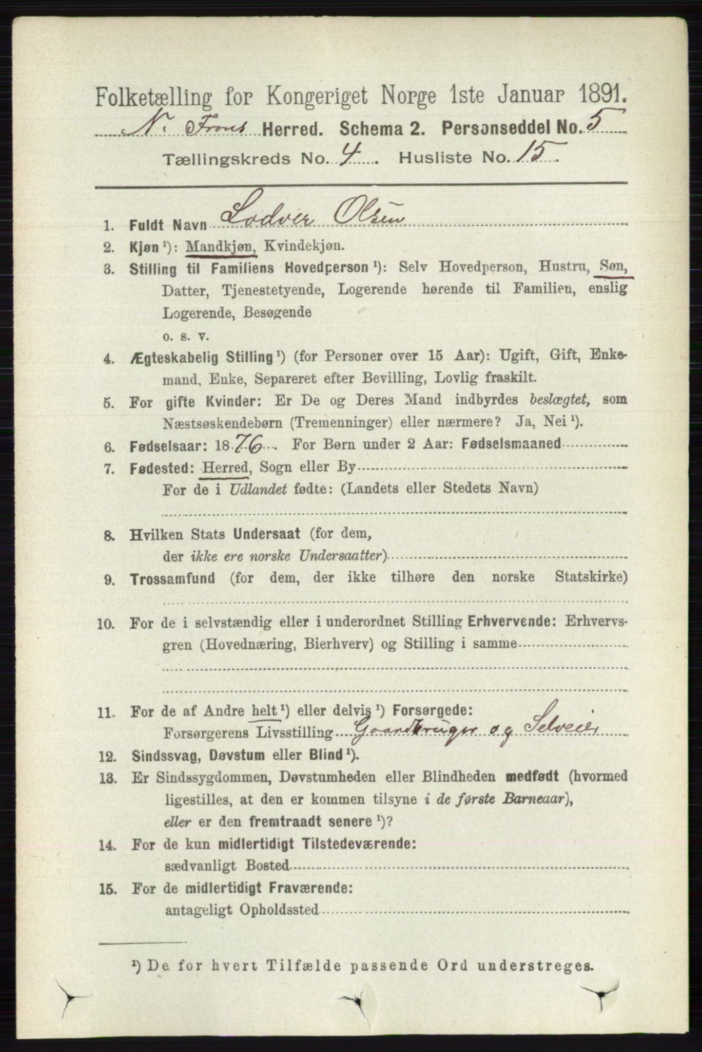 RA, 1891 census for 0518 Nord-Fron, 1891, p. 1544