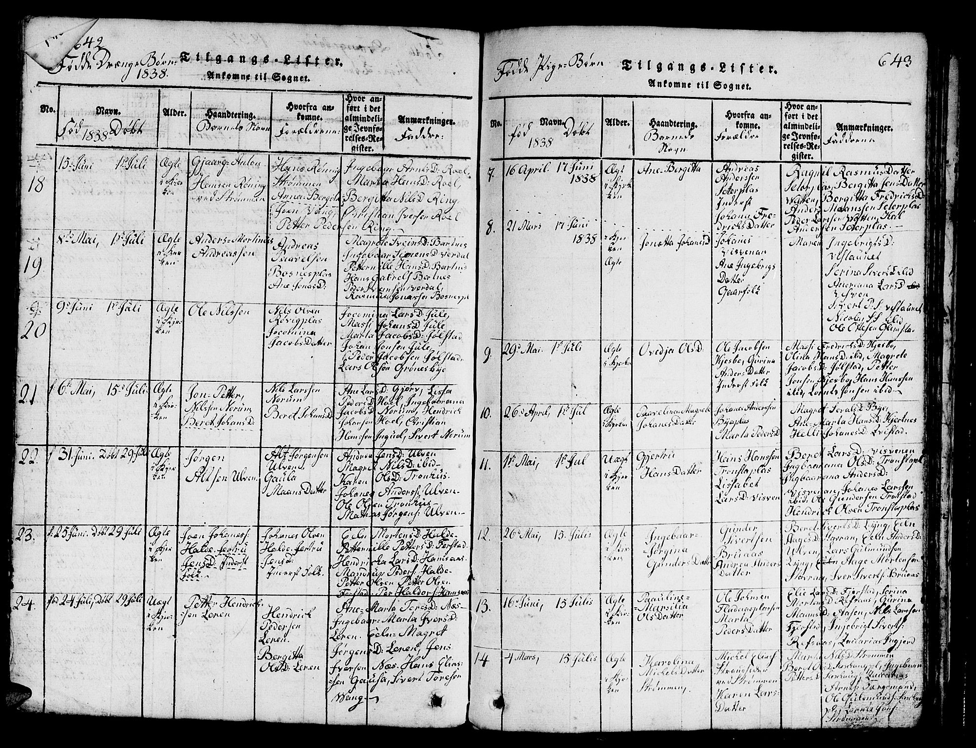 Ministerialprotokoller, klokkerbøker og fødselsregistre - Nord-Trøndelag, SAT/A-1458/730/L0298: Parish register (copy) no. 730C01, 1816-1849, p. 642-643