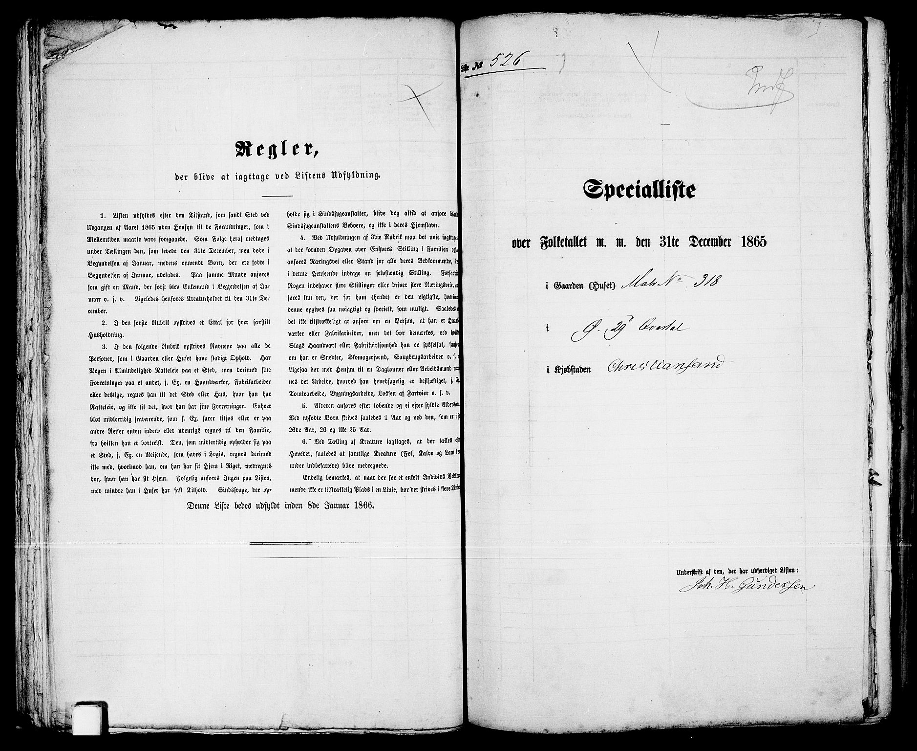 RA, 1865 census for Kristiansand, 1865, p. 1077