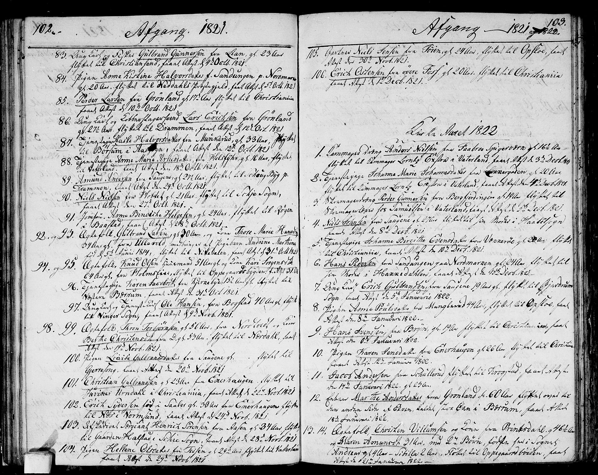 Aker prestekontor kirkebøker, SAO/A-10861/F/L0014a: Parish register (official) no. 14A, 1820-1833, p. 102-103