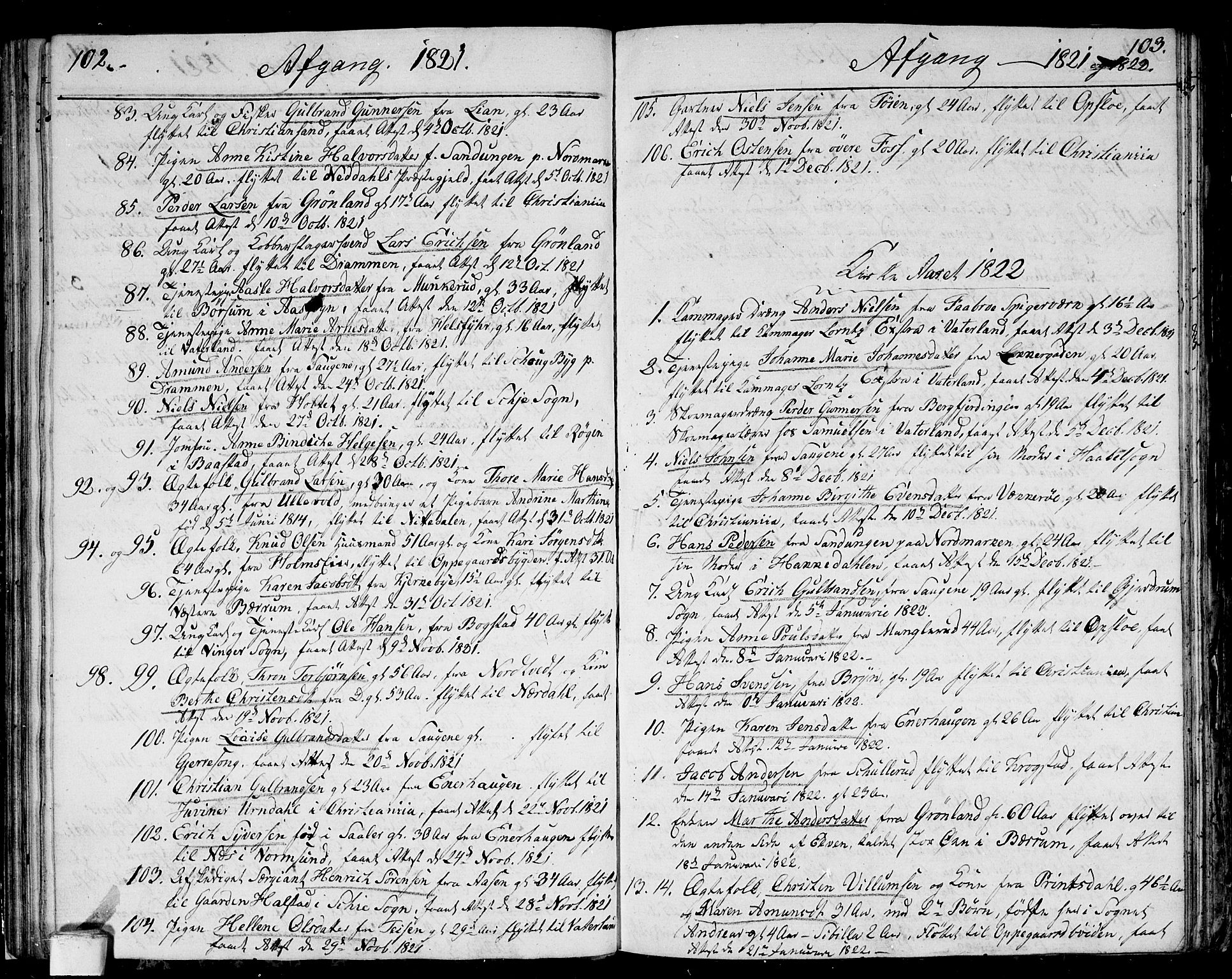 Aker prestekontor kirkebøker, AV/SAO-A-10861/F/L0014a: Parish register (official) no. 14A, 1820-1833, p. 102-103
