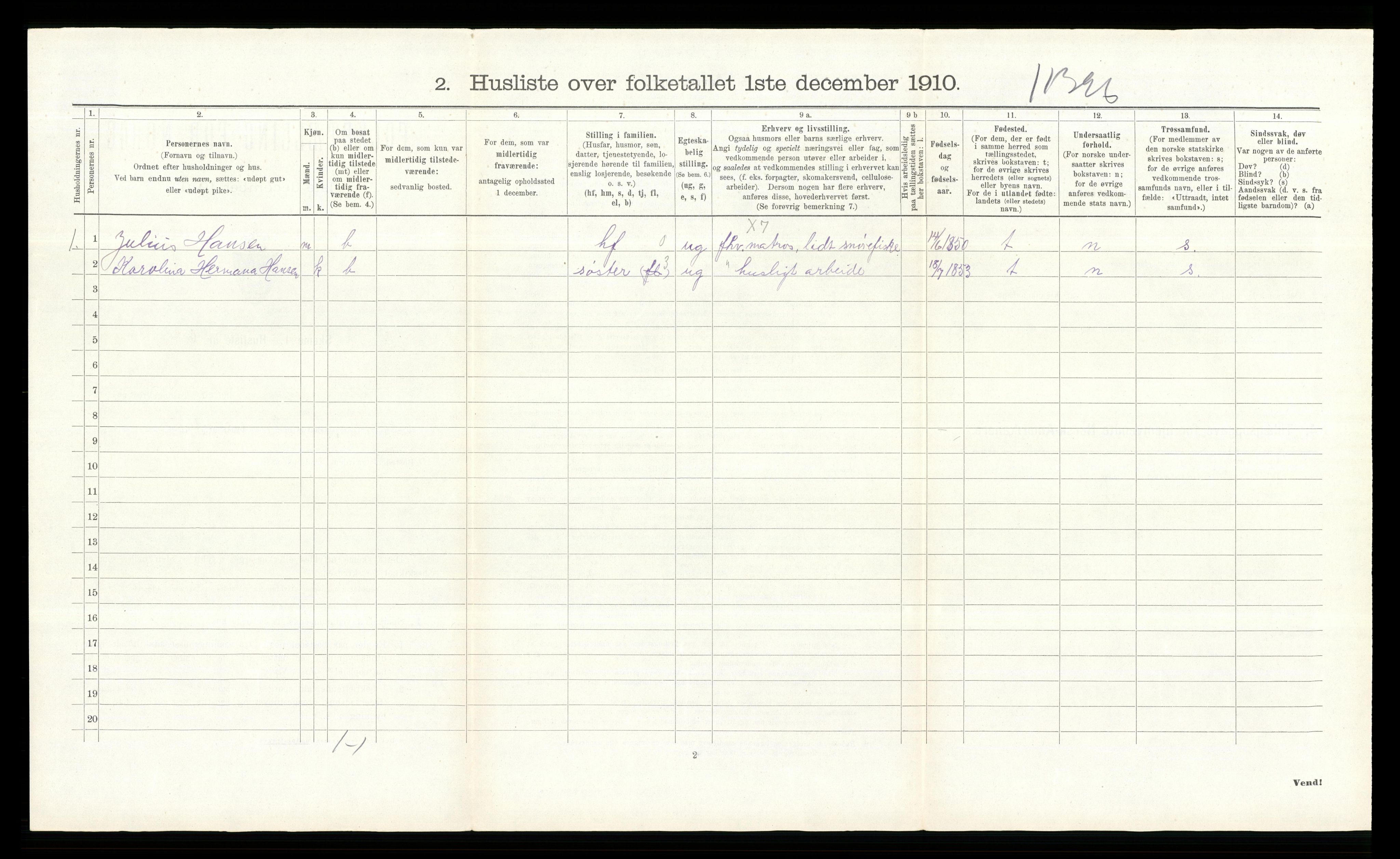 RA, 1910 census for Hurum, 1910, p. 1291