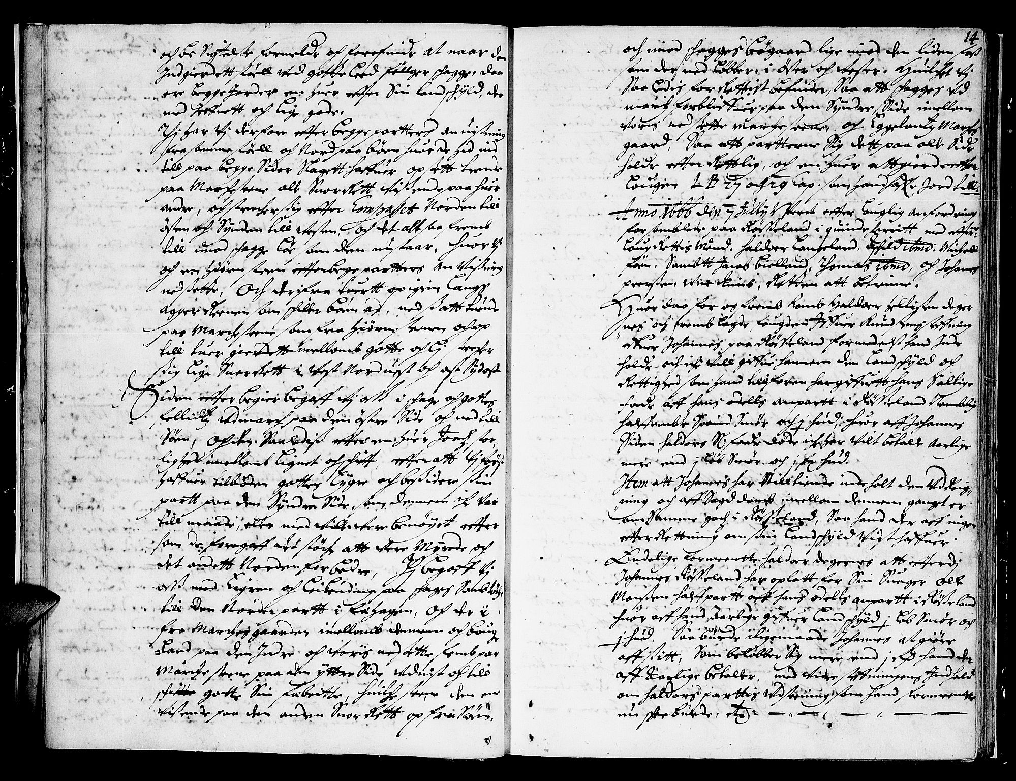Sunnhordland sorenskrivar, AV/SAB-A-2401/1/F/Faa/L0013: Tingbøker, 1666, p. 13b-14a