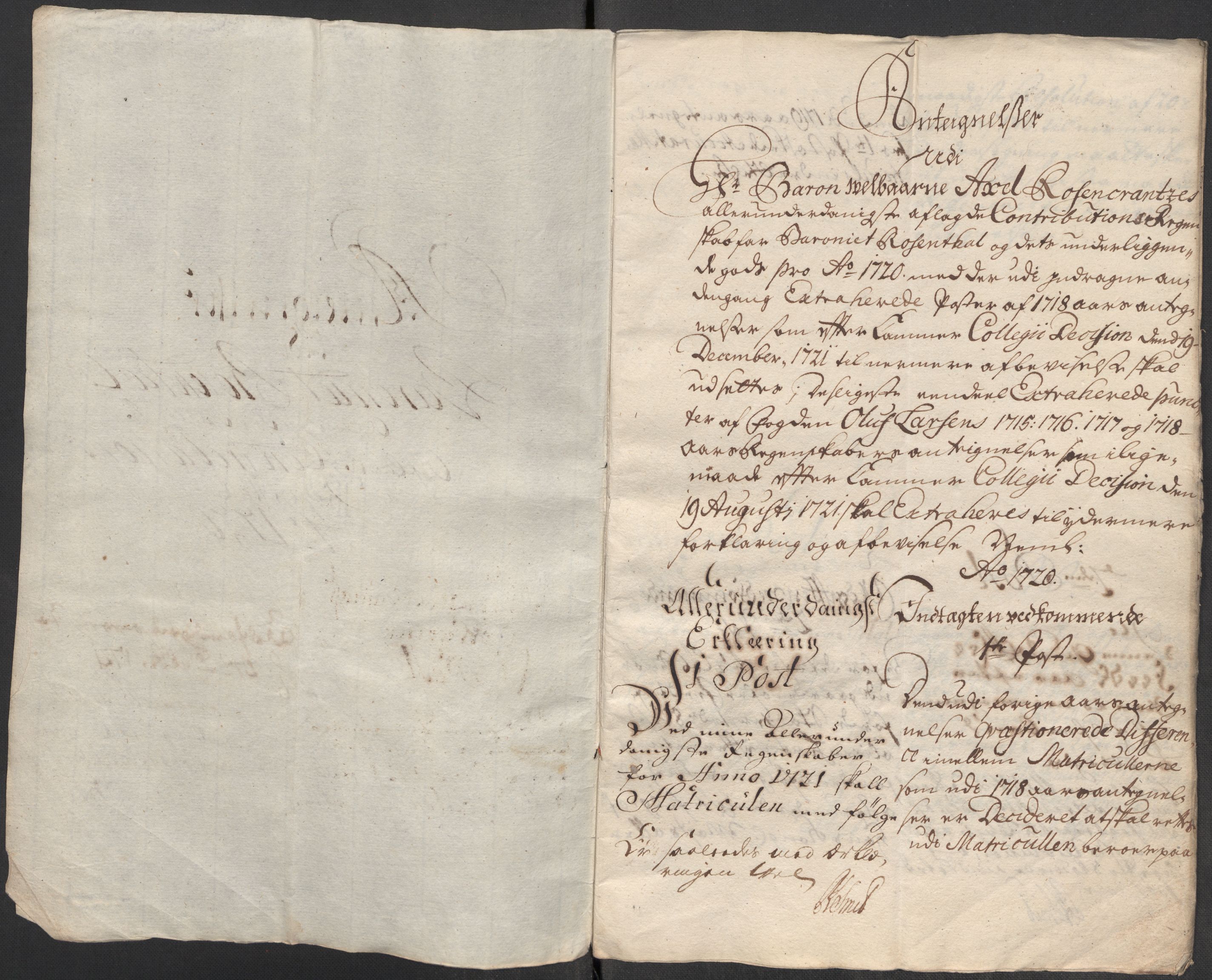 Rentekammeret inntil 1814, Reviderte regnskaper, Fogderegnskap, AV/RA-EA-4092/R49/L3140: Fogderegnskap Rosendal Baroni, 1718-1720, p. 238