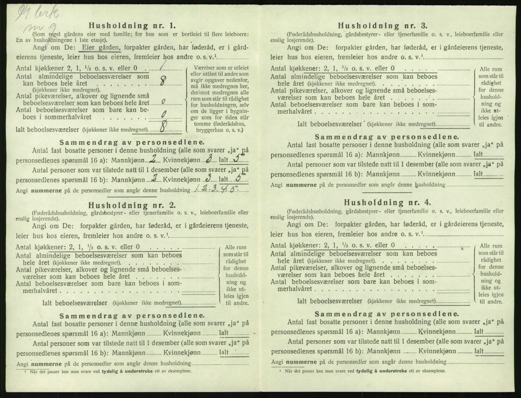 SAK, 1920 census for Mykland, 1920, p. 87