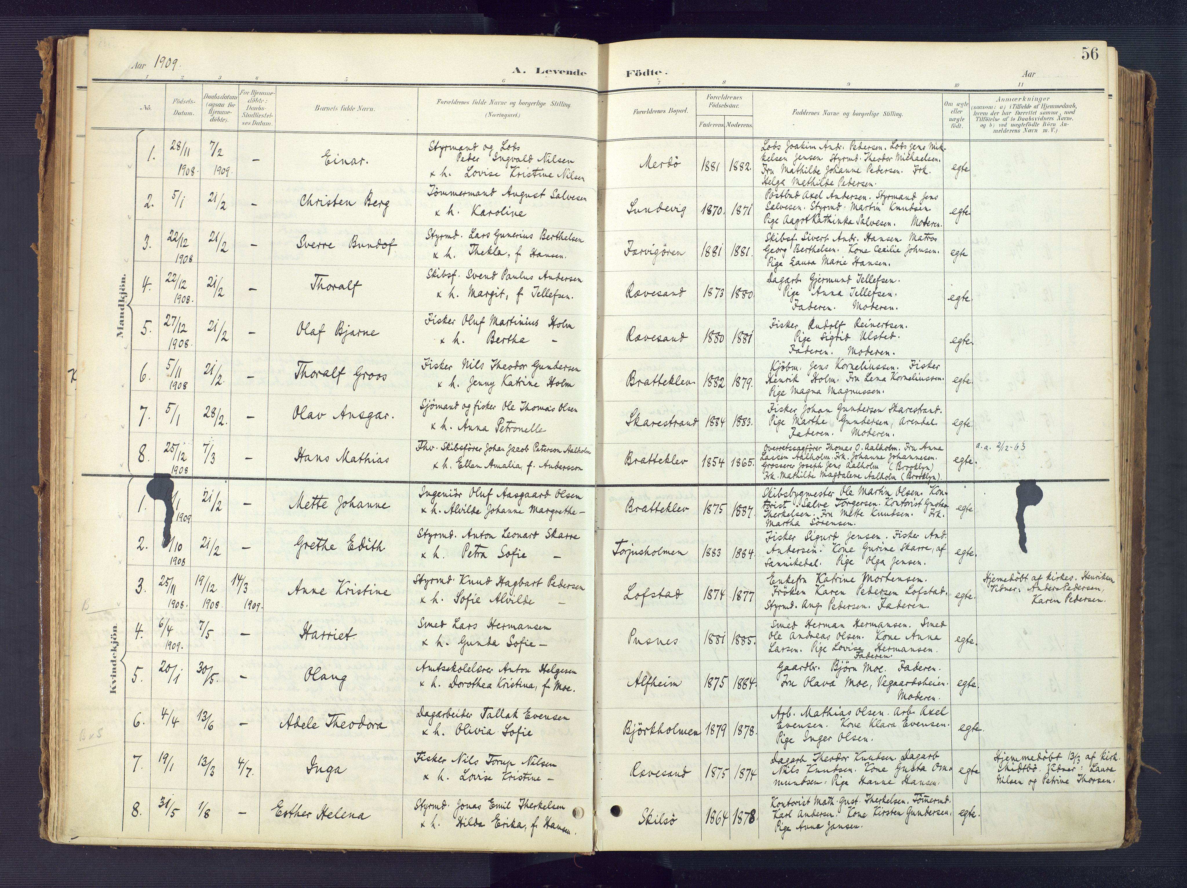 Tromøy sokneprestkontor, AV/SAK-1111-0041/F/Fa/L0010: Parish register (official) no. A 10, 1896-1912, p. 56