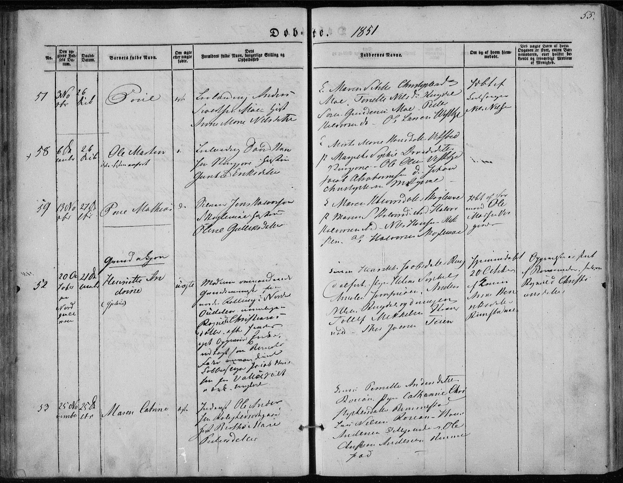 Hedrum kirkebøker, AV/SAKO-A-344/F/Fa/L0006: Parish register (official) no. I 6, 1849-1857, p. 55