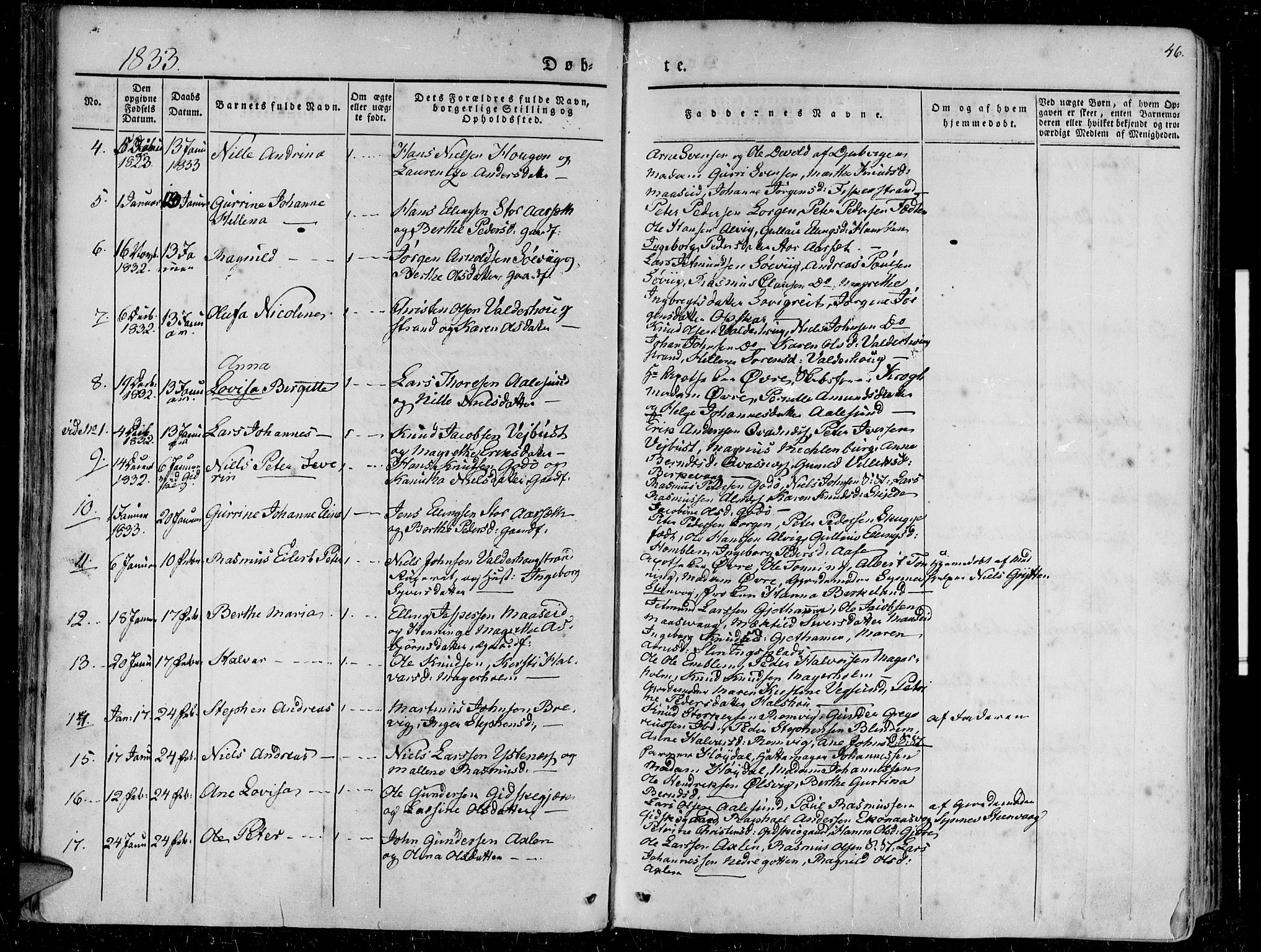 Ministerialprotokoller, klokkerbøker og fødselsregistre - Møre og Romsdal, AV/SAT-A-1454/528/L0395: Parish register (official) no. 528A06, 1828-1839, p. 46