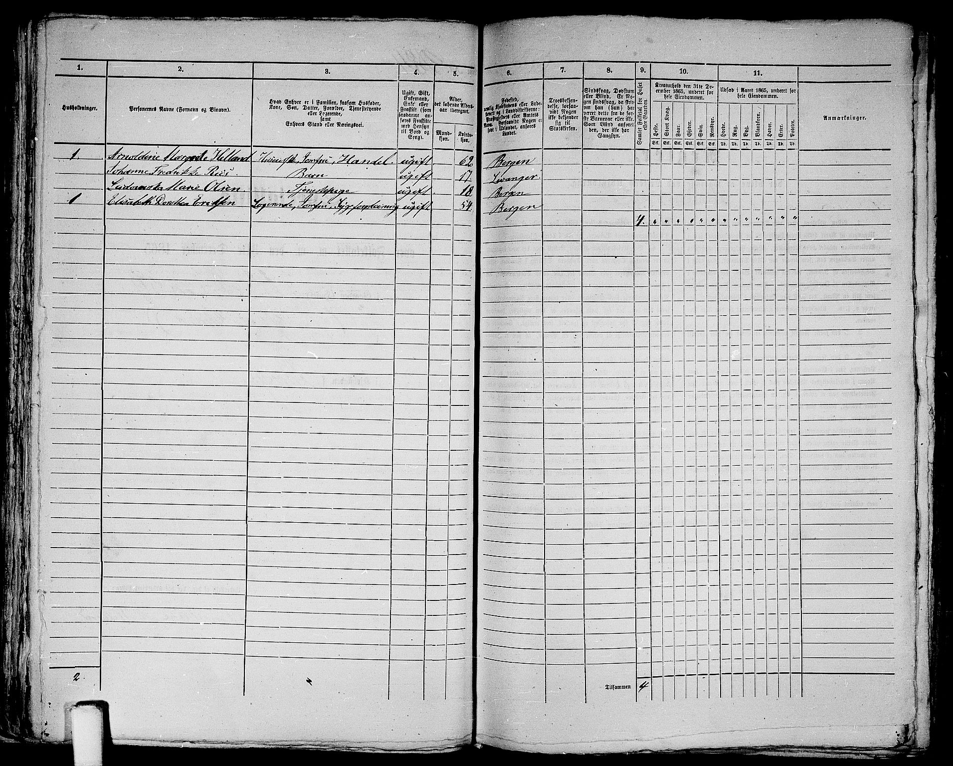 RA, 1865 census for Bergen, 1865, p. 620