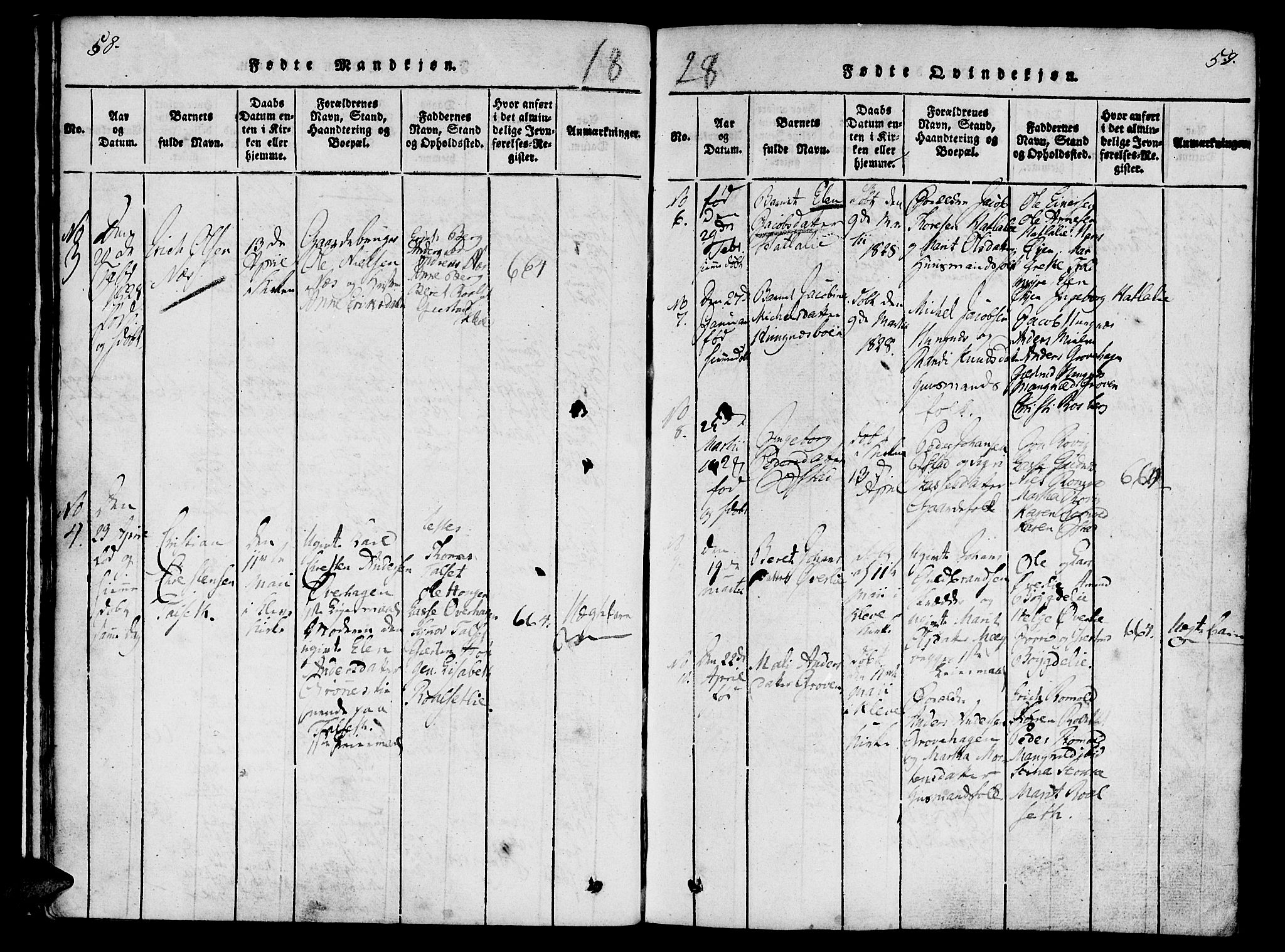 Ministerialprotokoller, klokkerbøker og fødselsregistre - Møre og Romsdal, SAT/A-1454/557/L0679: Parish register (official) no. 557A01, 1818-1843, p. 58-59