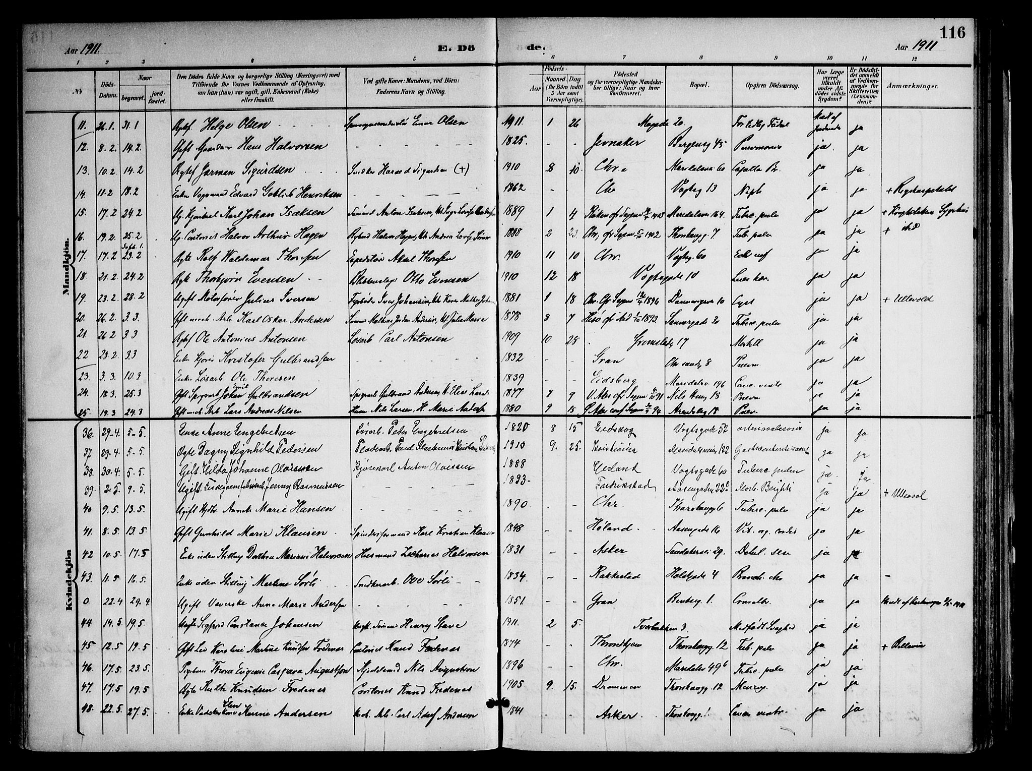Sagene prestekontor Kirkebøker, AV/SAO-A-10796/F/L0006: Parish register (official) no. 6, 1898-1923, p. 116